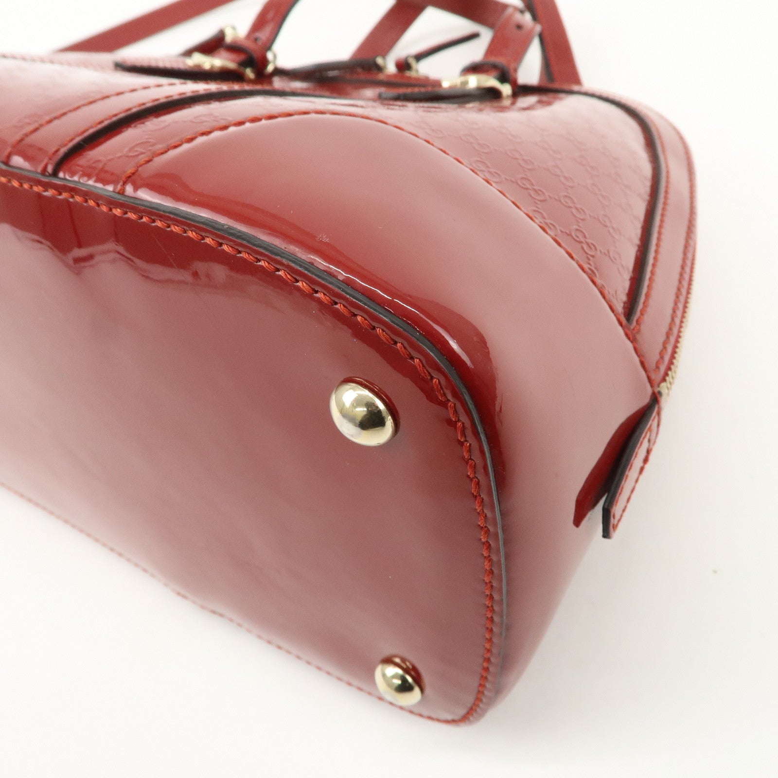 GUCCI Micro Guccissima Patent Leather 2way Hand Bag Red 309617 Used