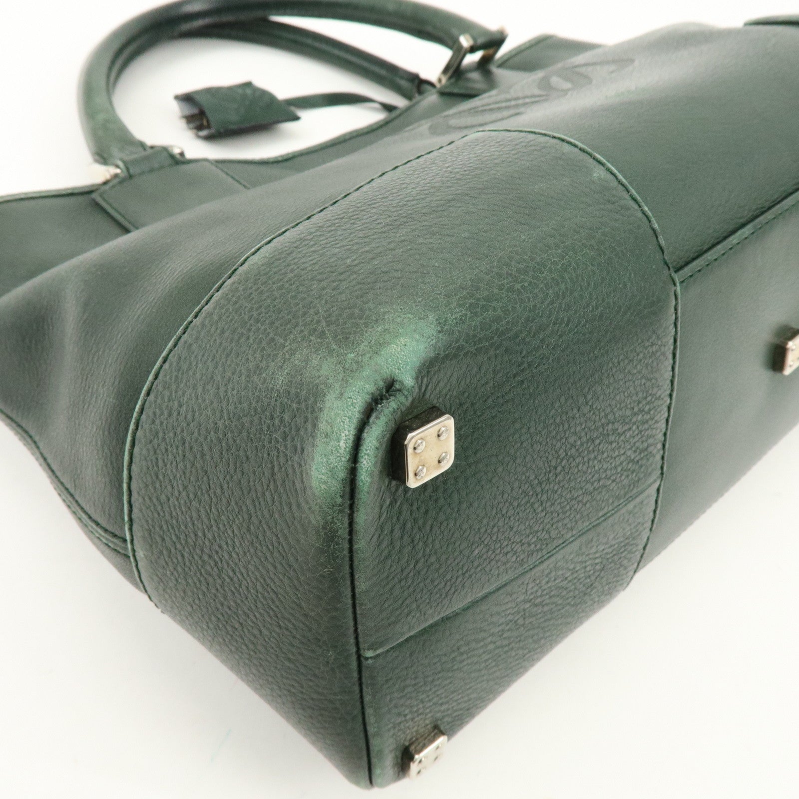 LOEWE Anagram Leather Tote Bag Hand Bag Green