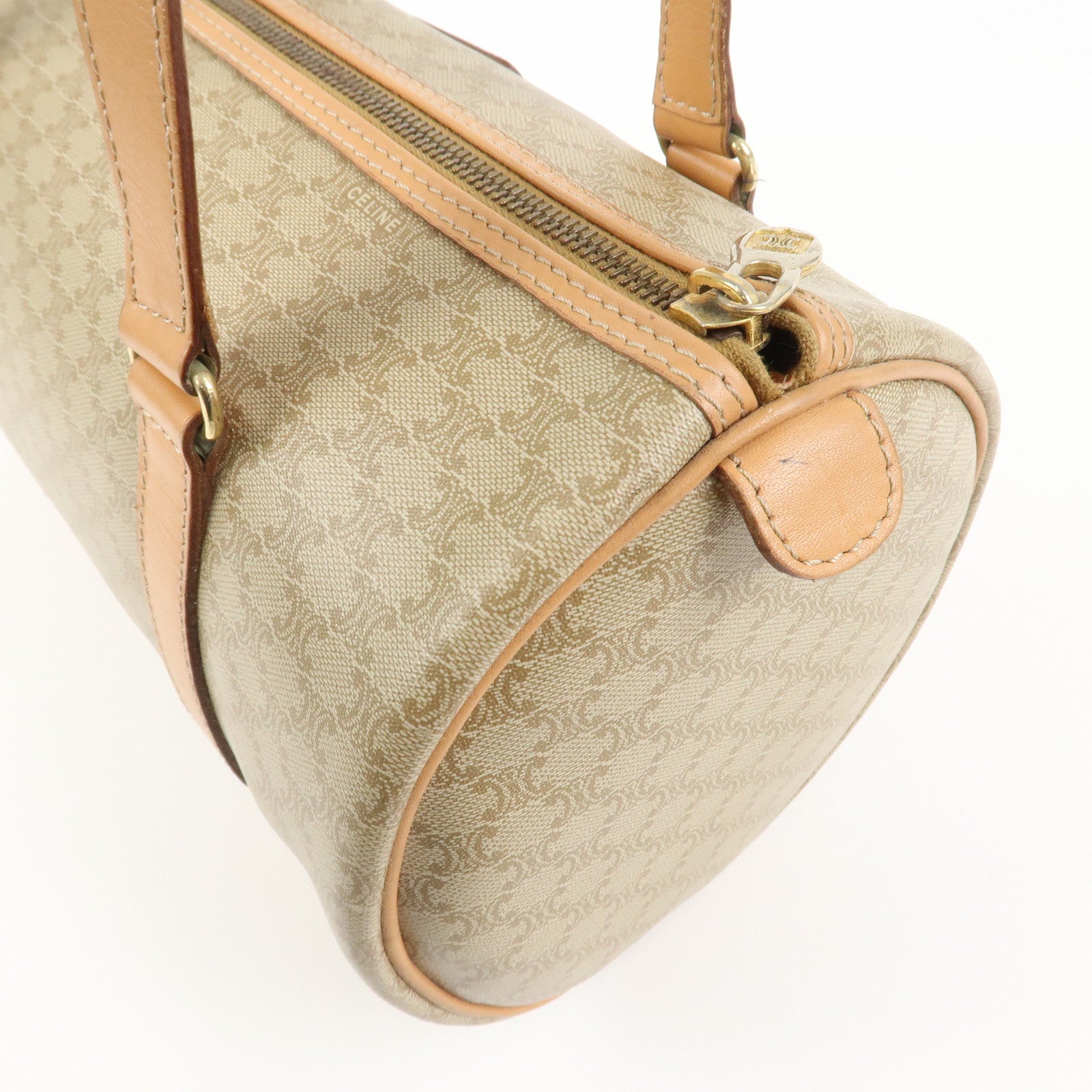 CELINE Macadam PVC Leather Shoulder Bag Hand Bag Beige