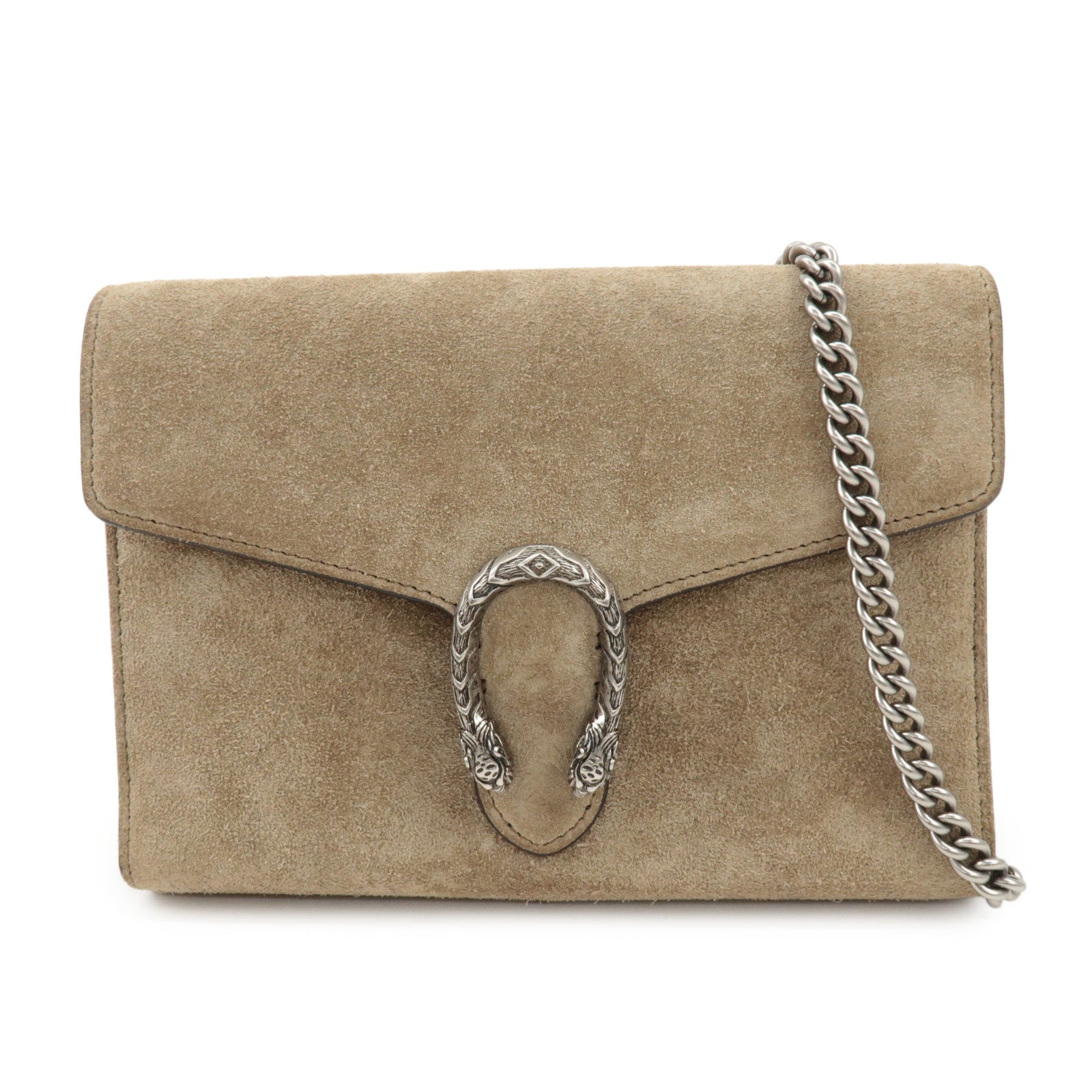 GUCCI Dionysus Suede Chain Shoulder Bag Beige Silver 401231 Used