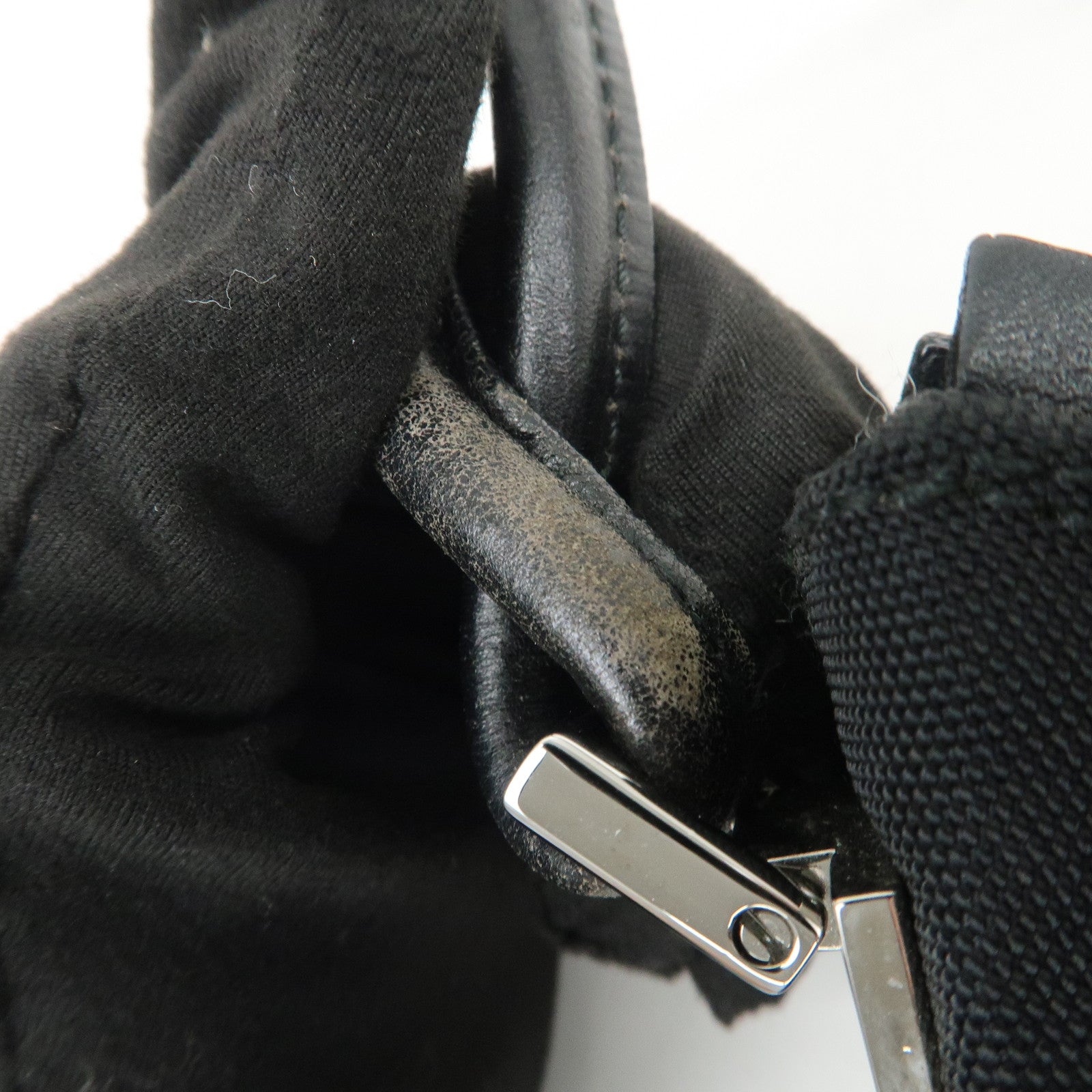 GUCCI Nylon Leather Shoulder Bag Hand Bag Black 001 ・3766