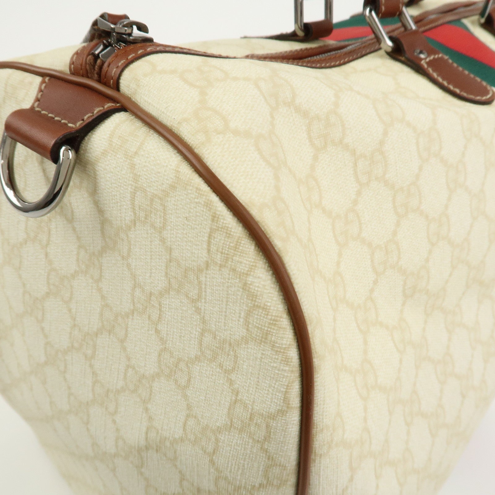 GUCCI Sherry GG Supreme Leather Boston Bag Ivory 189688