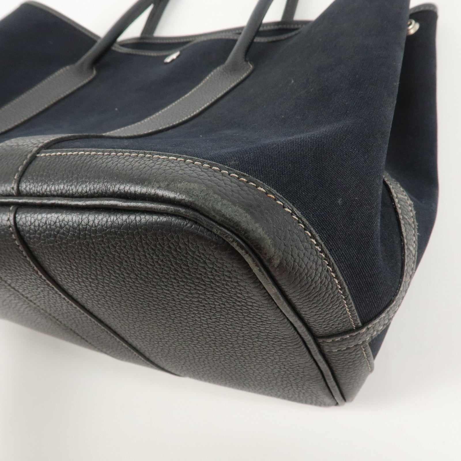 HERMES Negonda Leather Garden Party PM Tote Bag Hand Bag Black Used