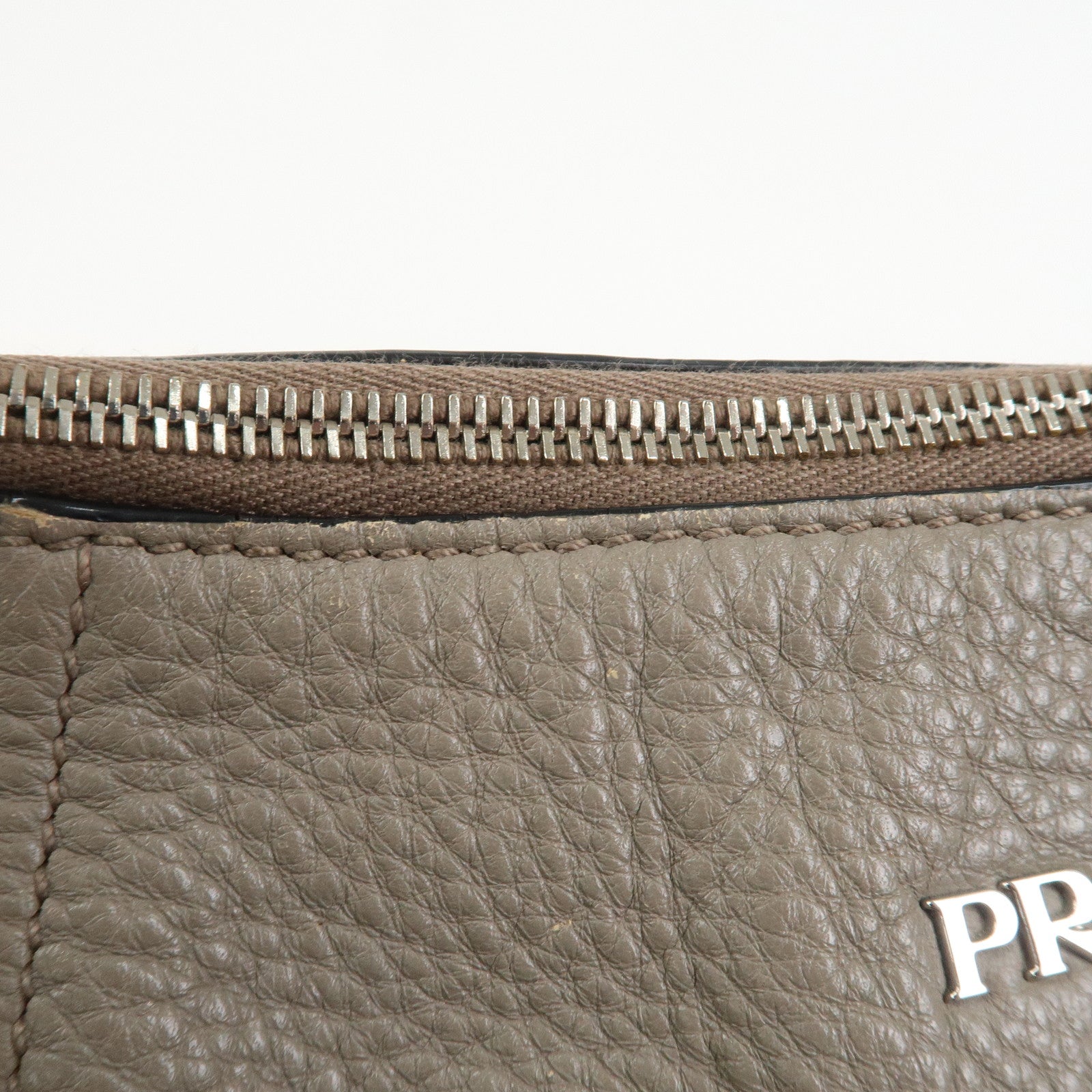 PRADA Leather Shoulder Bag Hand Bag Gray BR5096