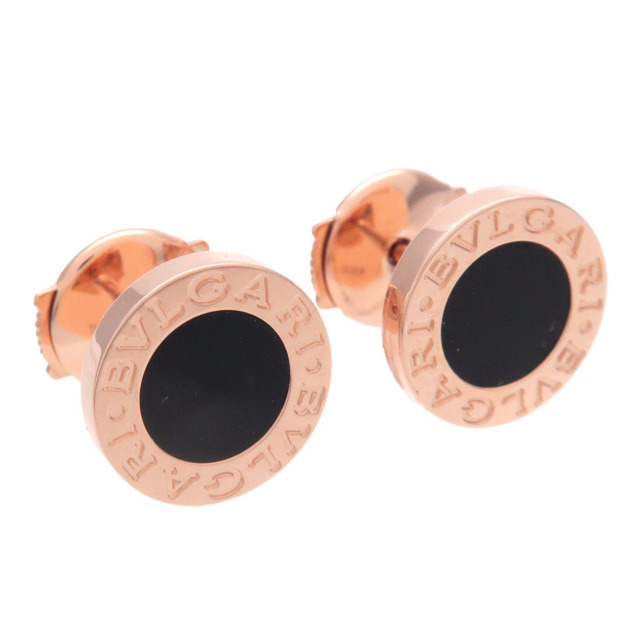 BVLGARI BVLGARI Onyx Earrings K18 750PG Rose Gold 354730