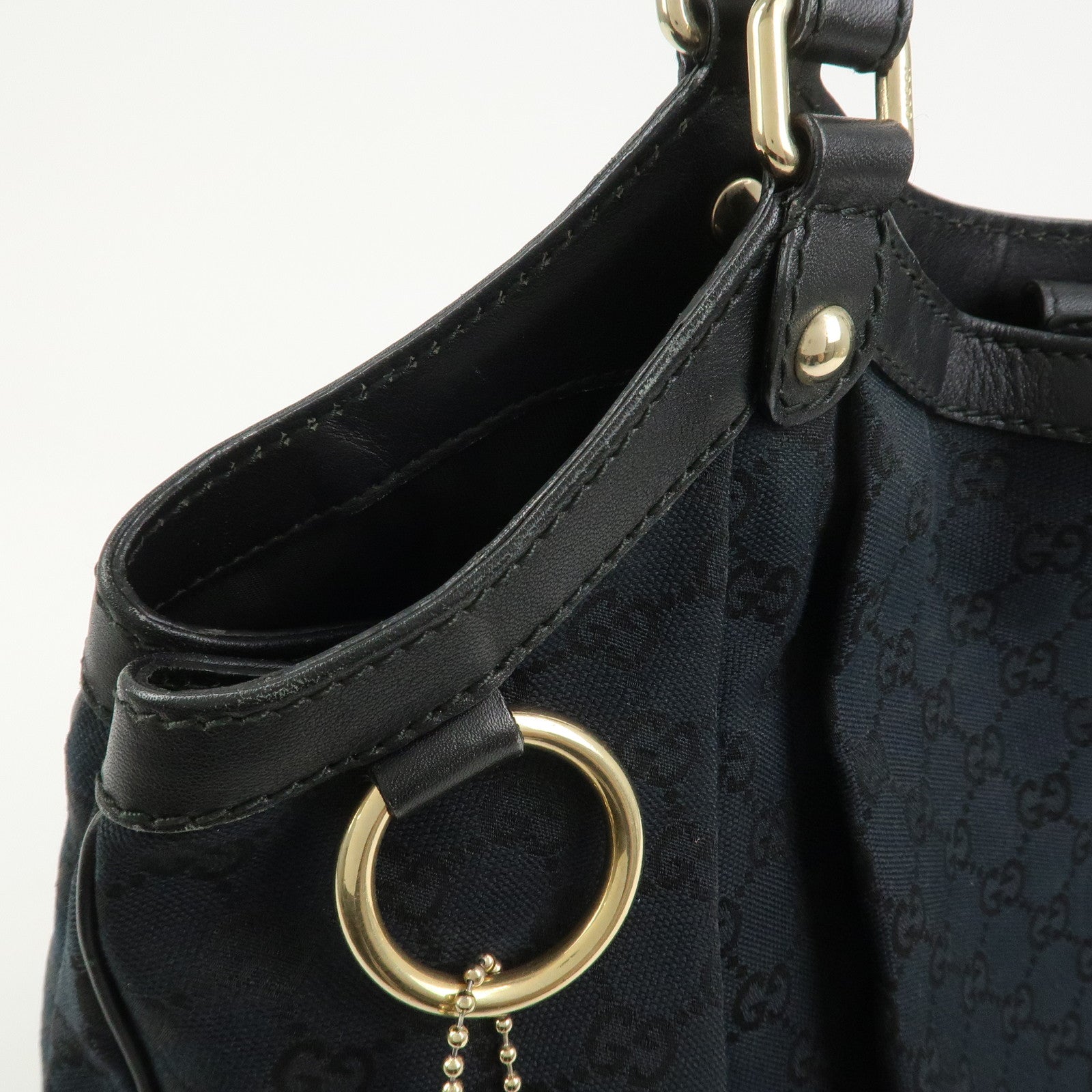 GUCCI Sukey Interlocking G GG Canvas Leather Shoulder Bag 211943