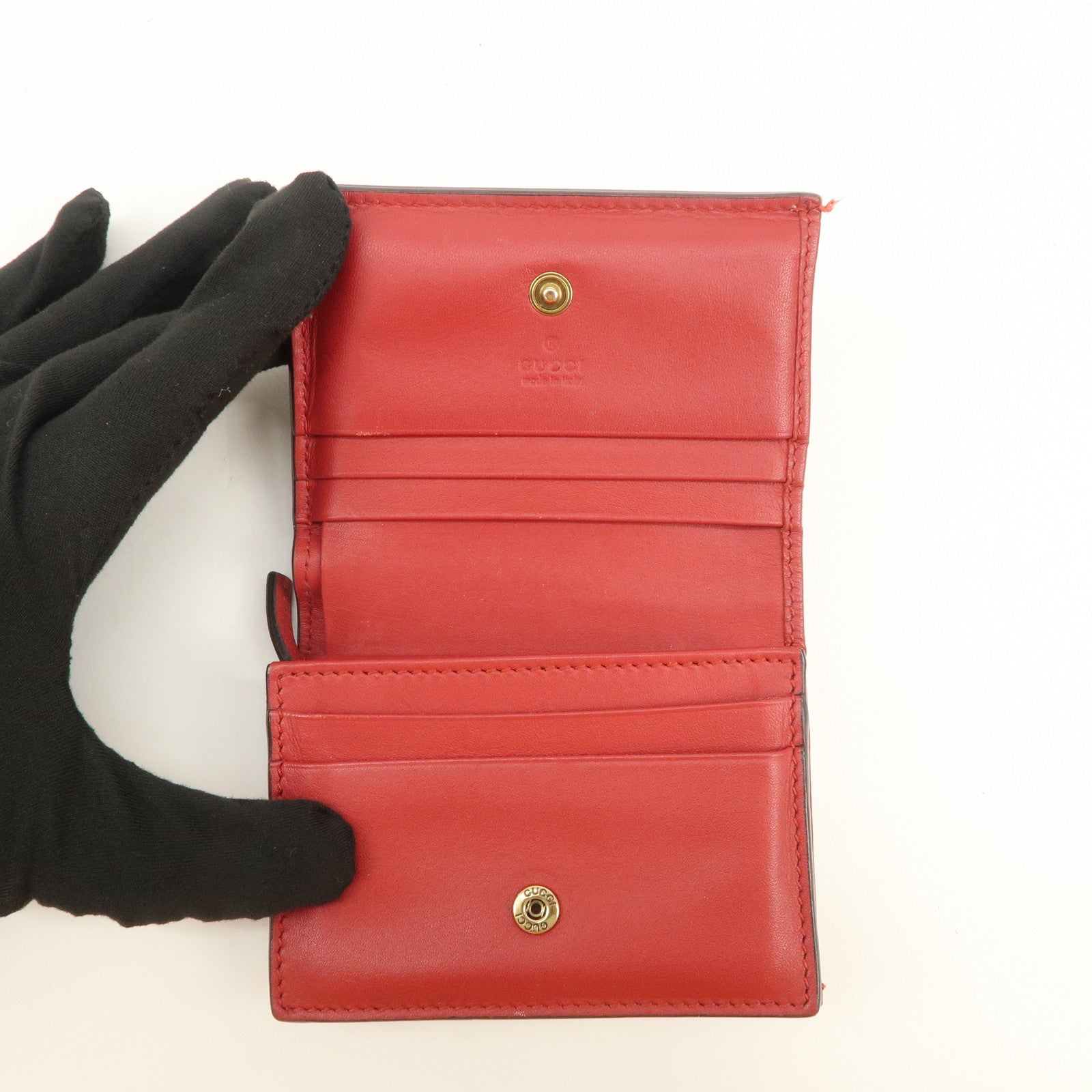 GUCCI Interlocking G Cherry GG Supreme Compact Wallet Beige 476050