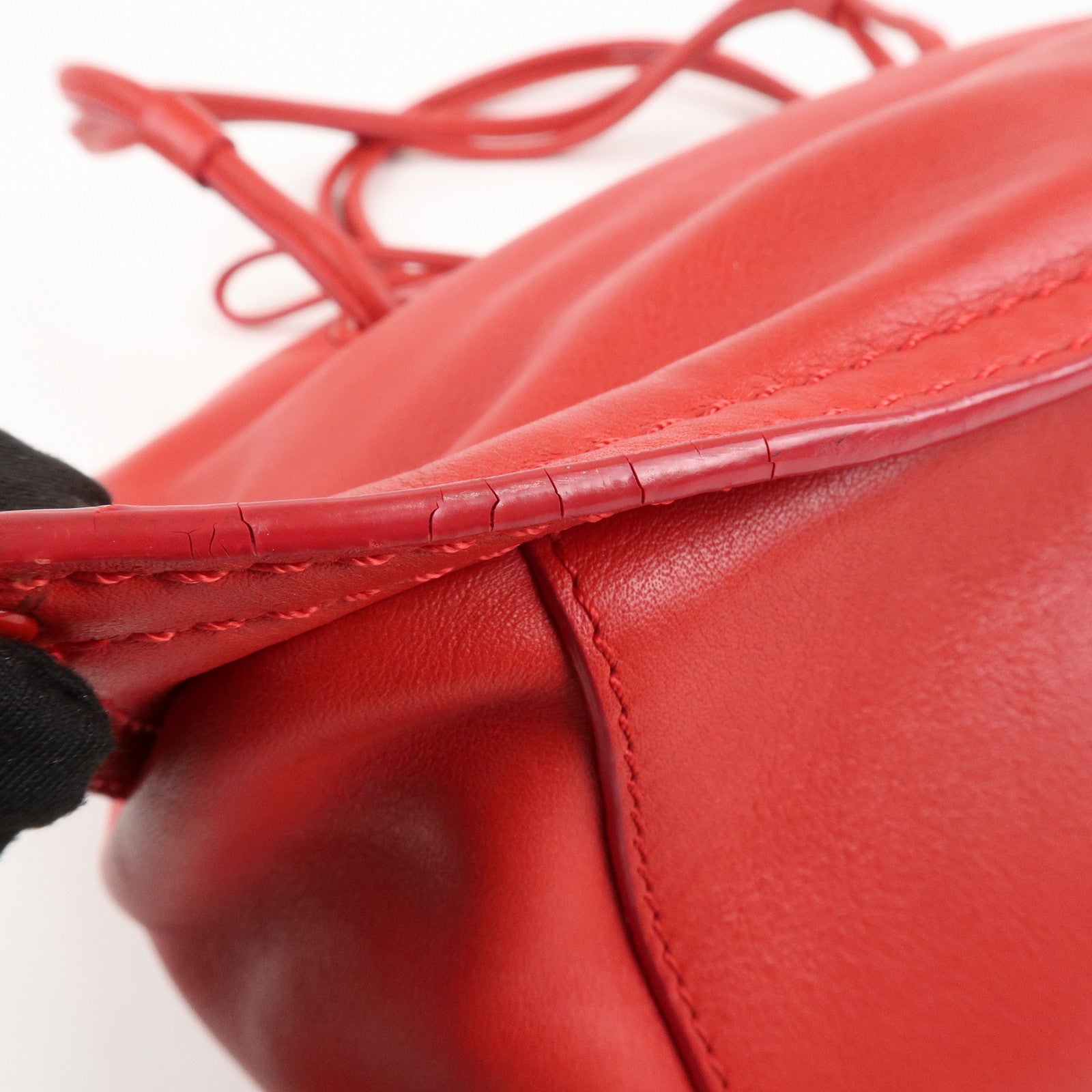 LOEWE Leather Tote Bag Shoulder Bag Hand Bag Red Used