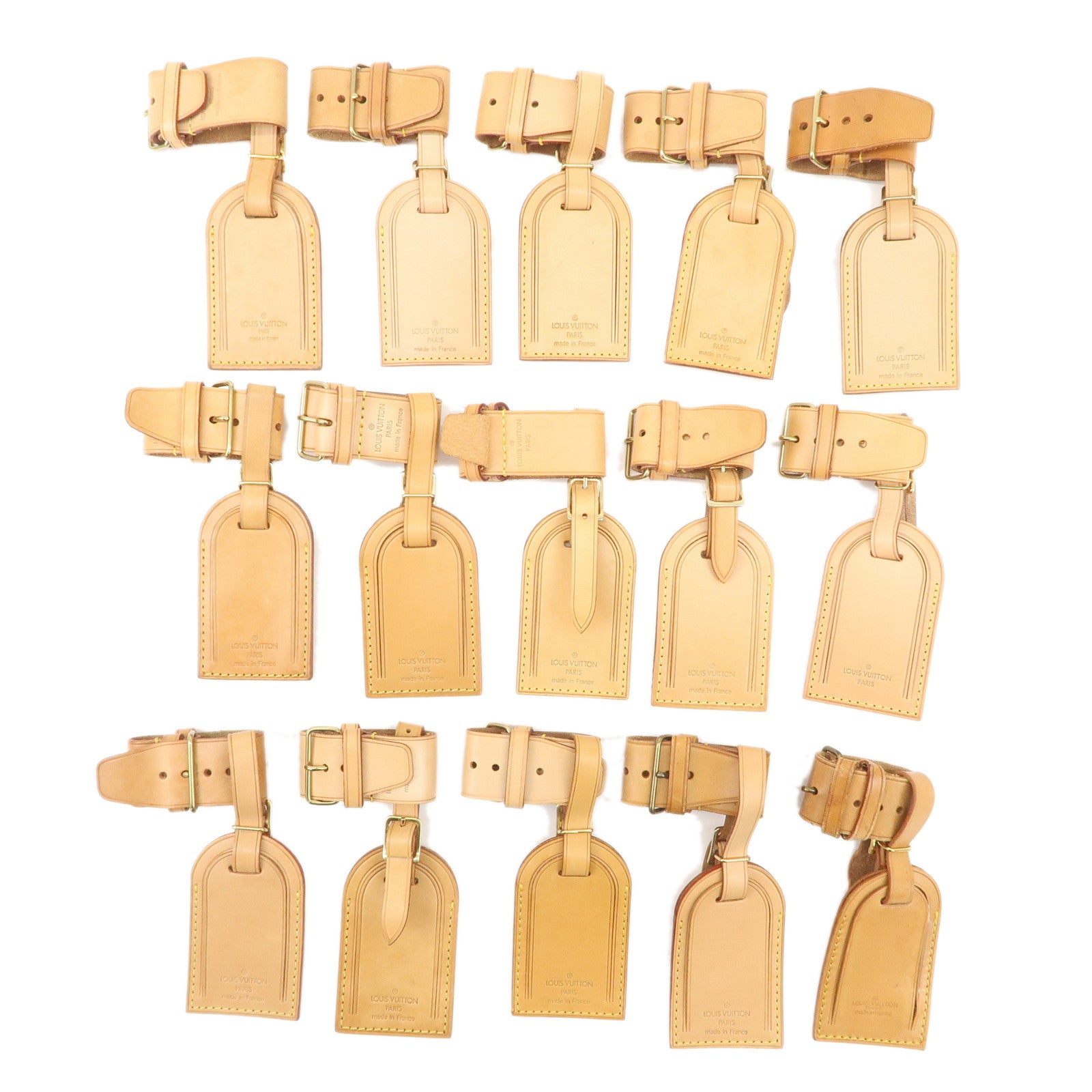 Louis Vuitton Set of 15 Nume Leather Name Tag & Poignet Natural Used