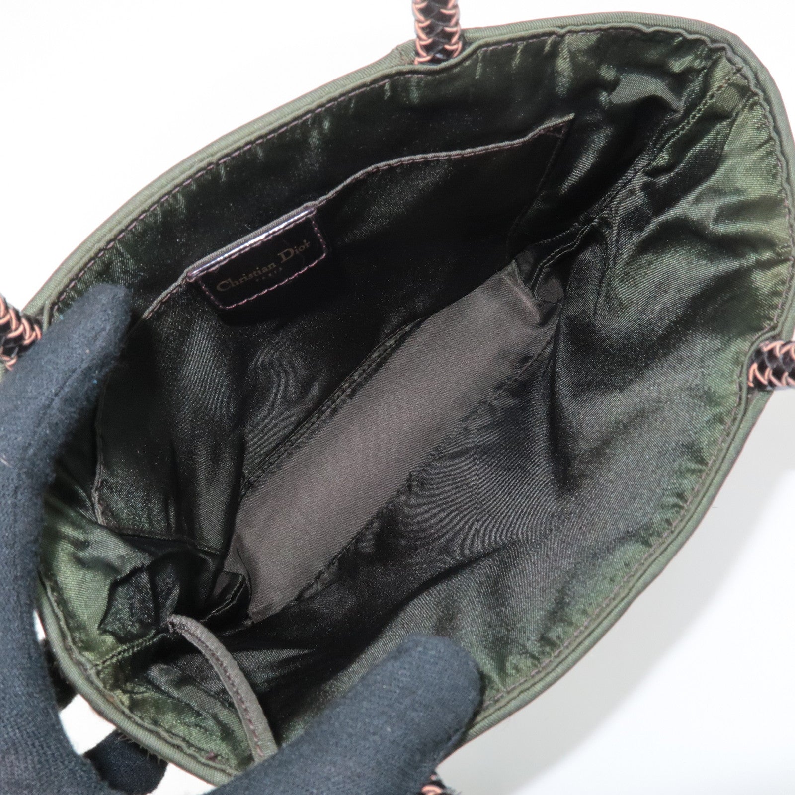 Christian Dior Leather Unborn Calf Tote Bag Leopard Beige Brown Used