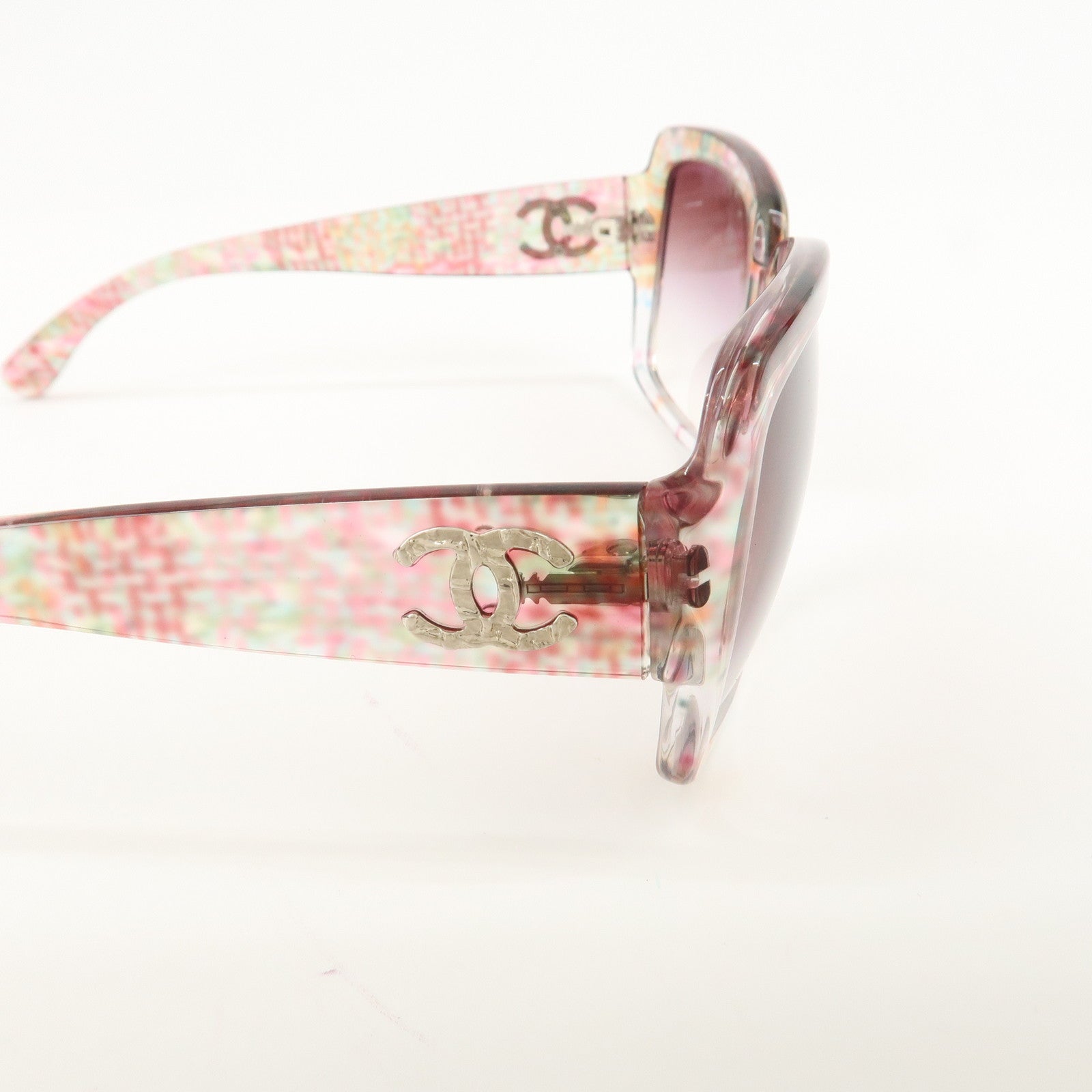 CHANEL COCO Mark Plastic Sunglasses 56□19 Multicolor 5221-A Used