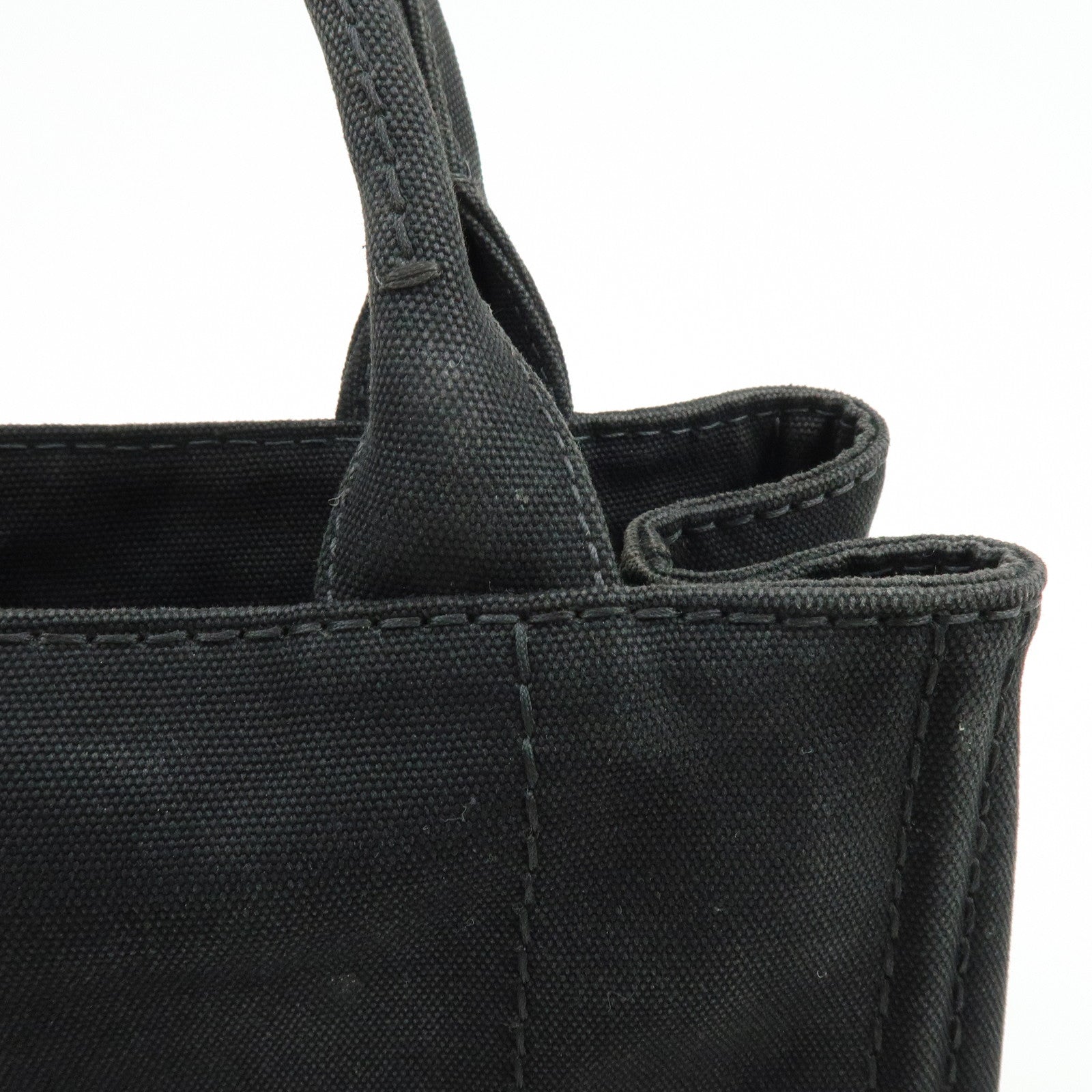 PRADA Triangle Logo Canapa Mini Canvas 2Way Hand Bag Black 1BG439