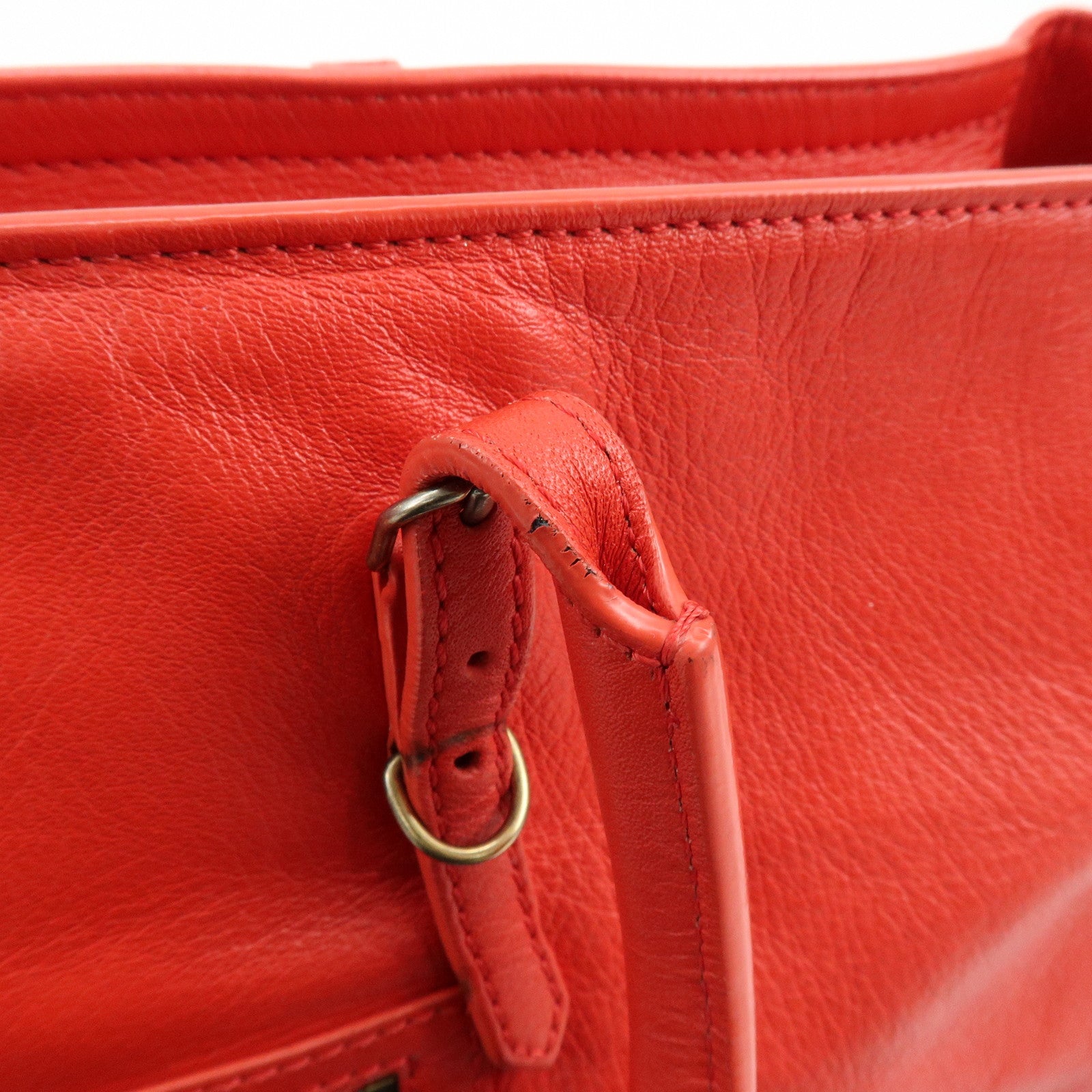 BALENCIAGA Paper Office Zip Leather Tote Bag Hand Bag Red 327771