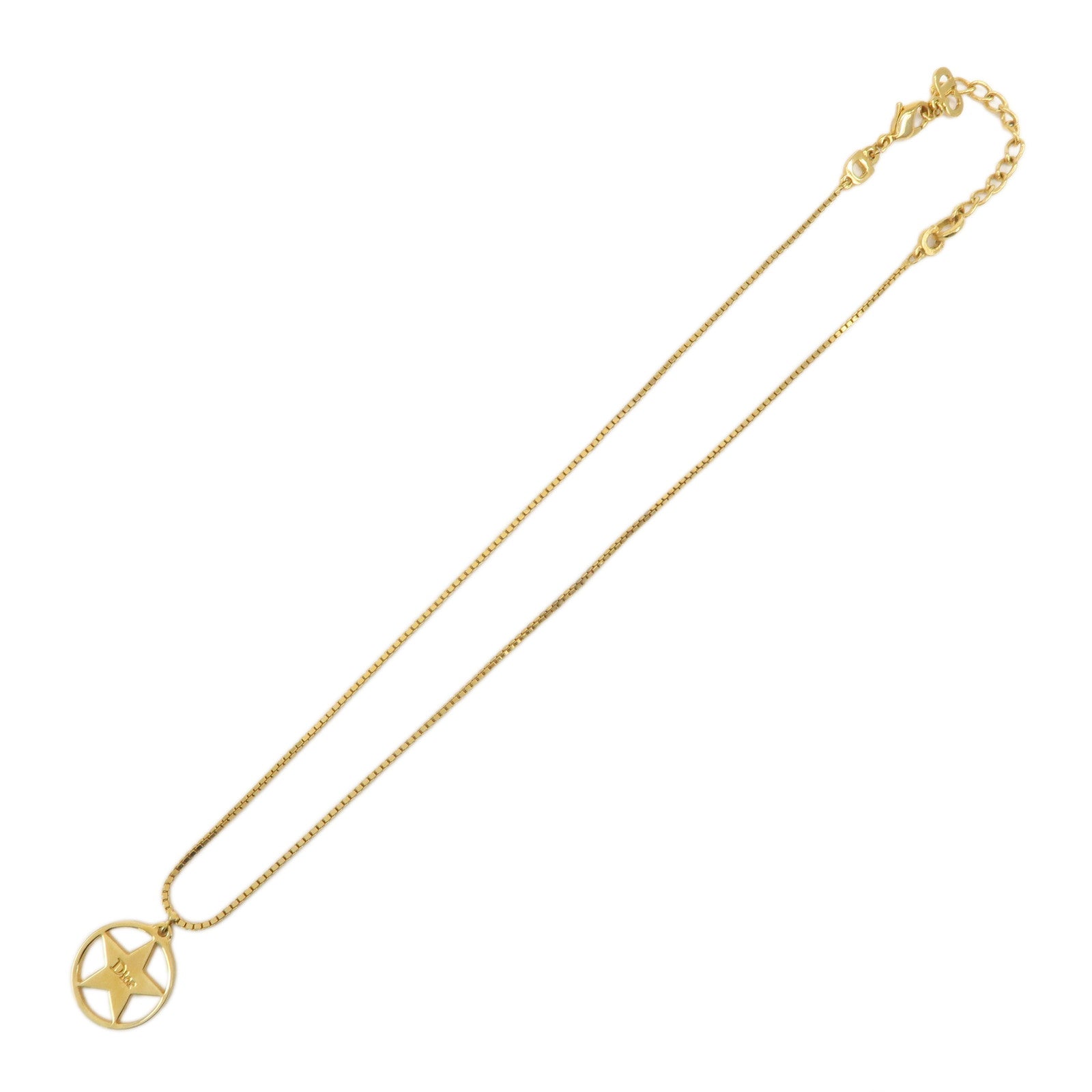 Christian Dior Logo Star Metal Necklace Gold
