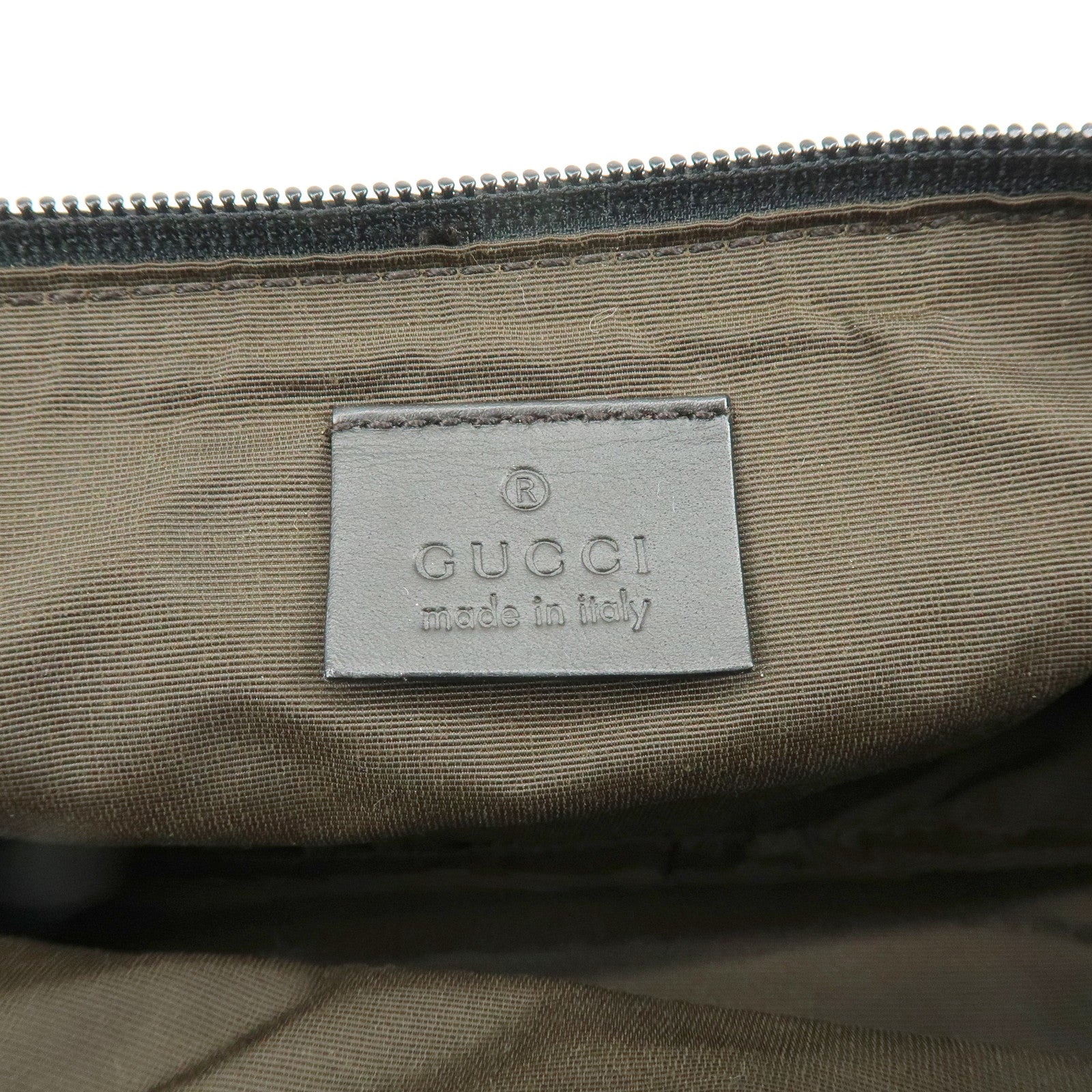 GUCCI Boat Bag GG Canvas Accessory Pouch Hand Bag Brown 07198