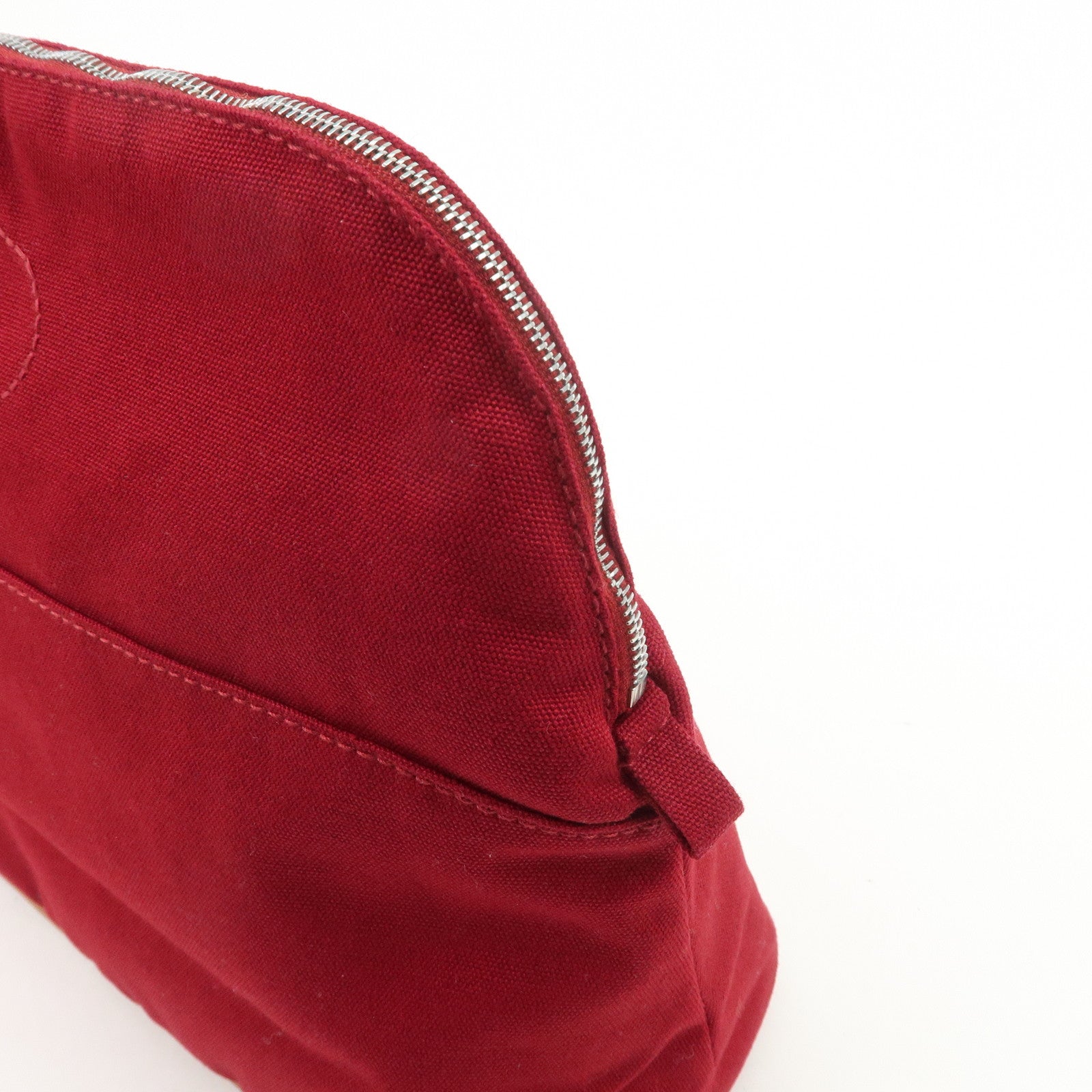 HERMES Canvas Bolide Pouch GM Cosmetic Pouch Makeup Bag Wine Red