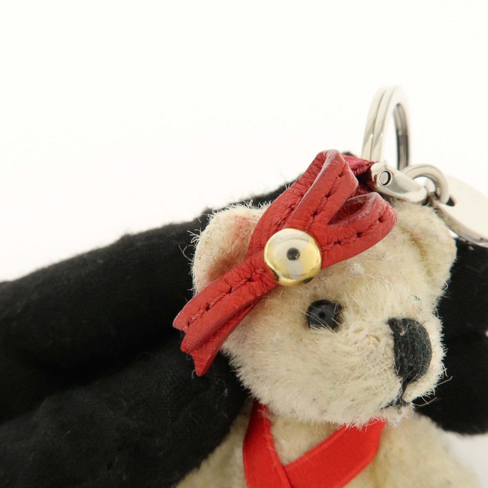 PRADA Bag Charm Key Holder Bear Motif Christmas 2012 Beige Red