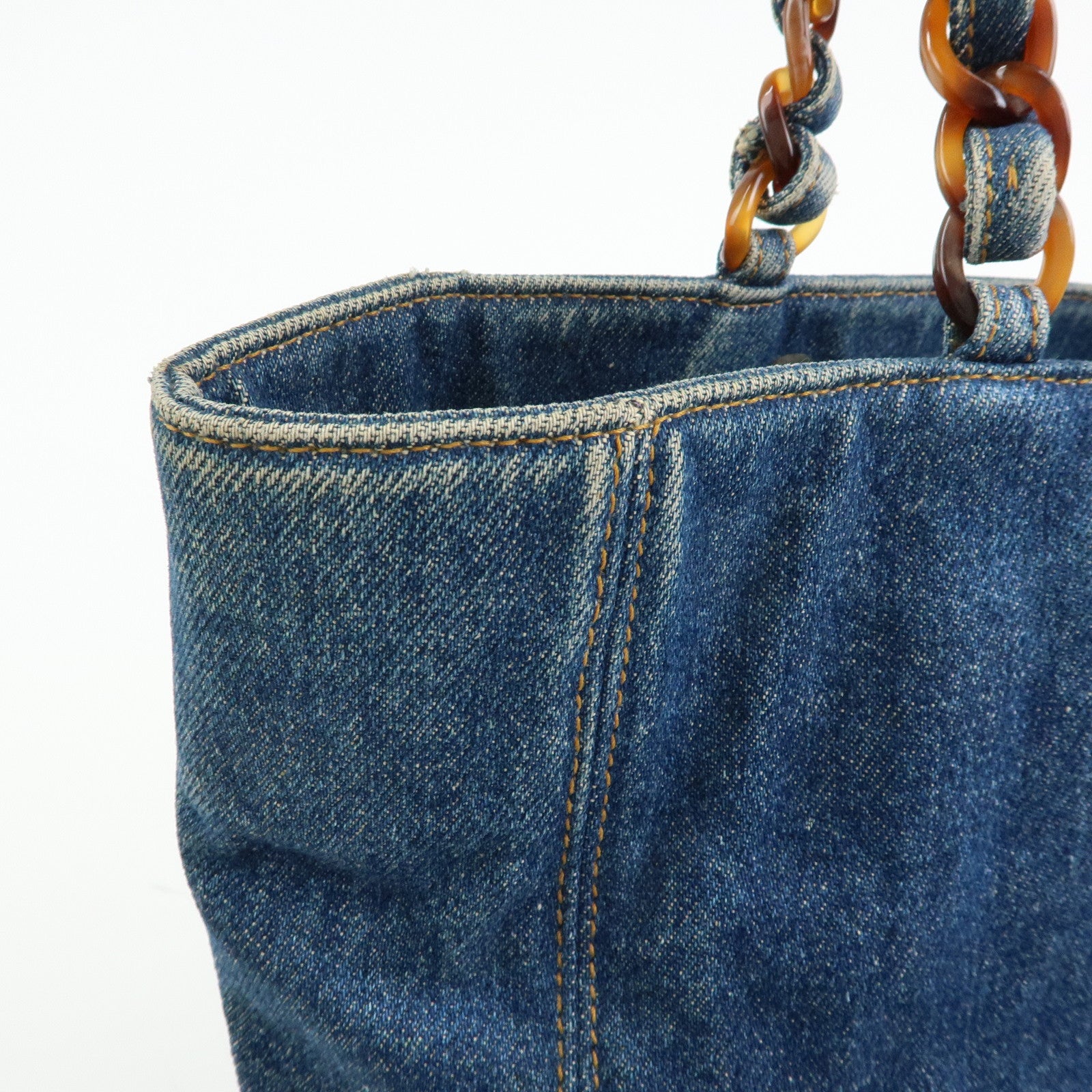 CHANEL COCO Mark Denim Tote Bag Shoulder Bag Blue