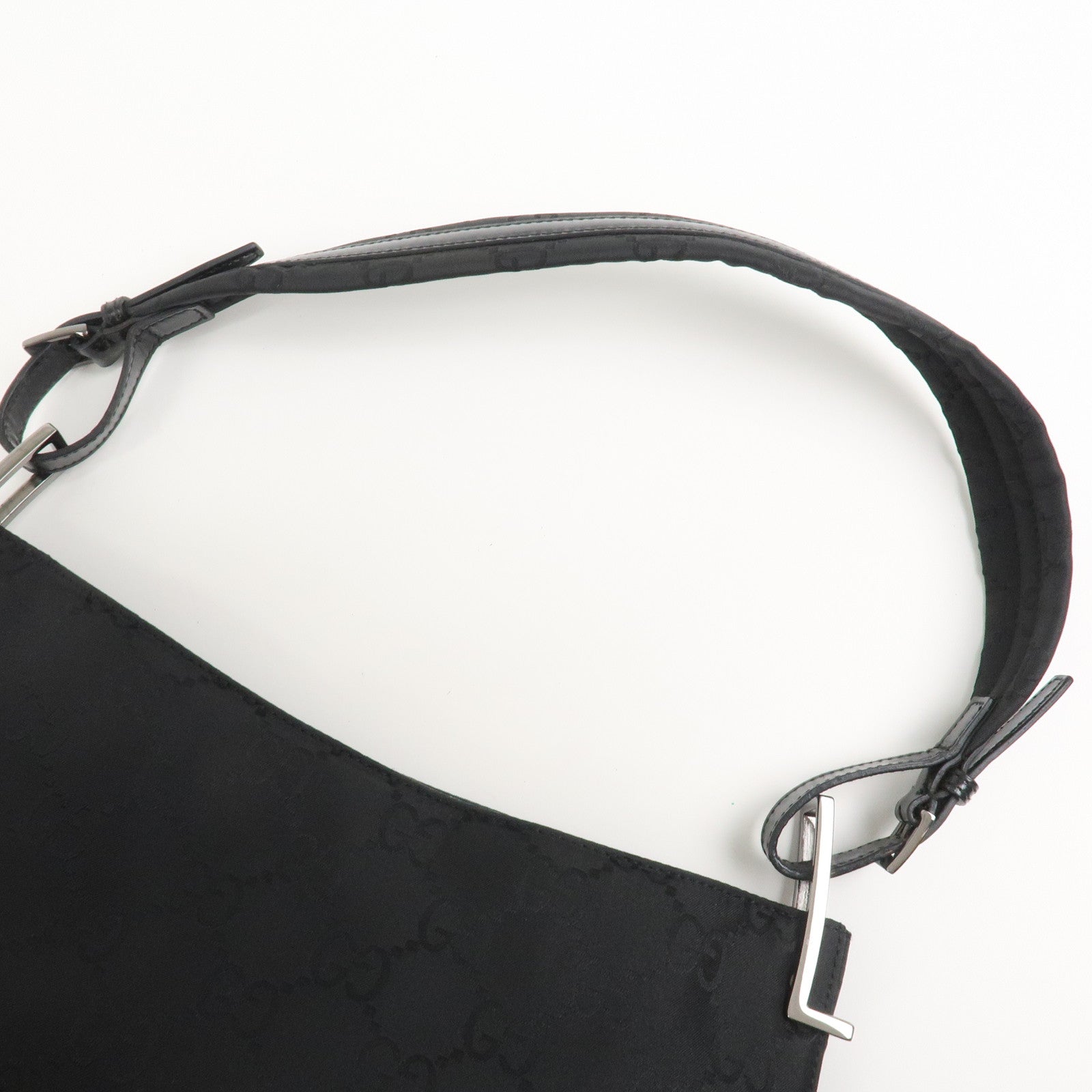 GUCCI GG Monogram Nylon Leather Shoulder Bag Black 001・3193