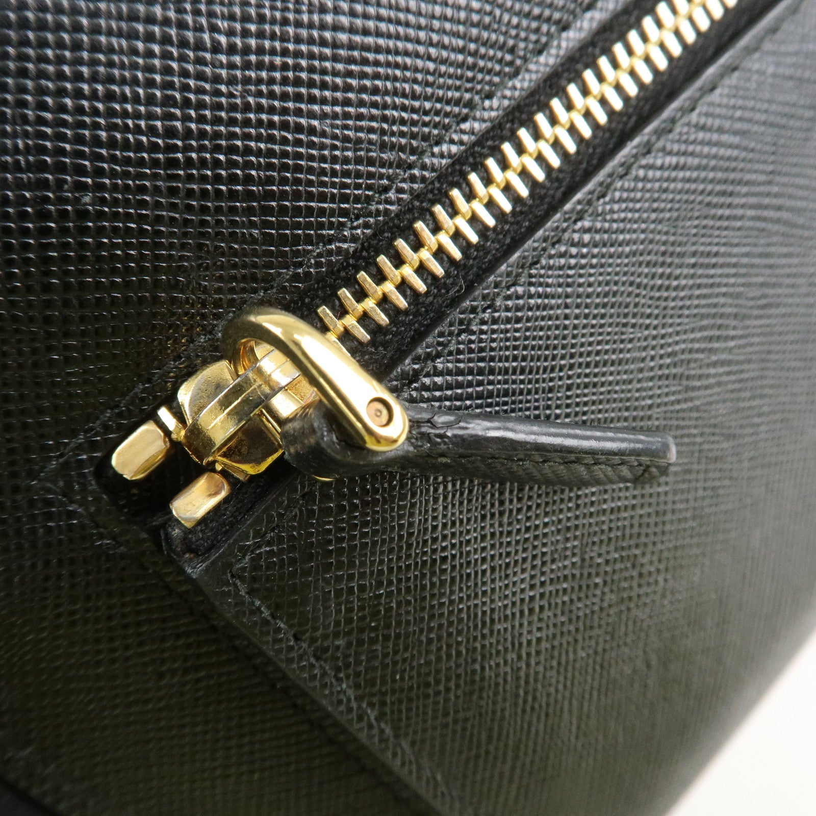 PRADA Saffiano Leather Envelope Flap Long Wallet Black 1M1175 Used