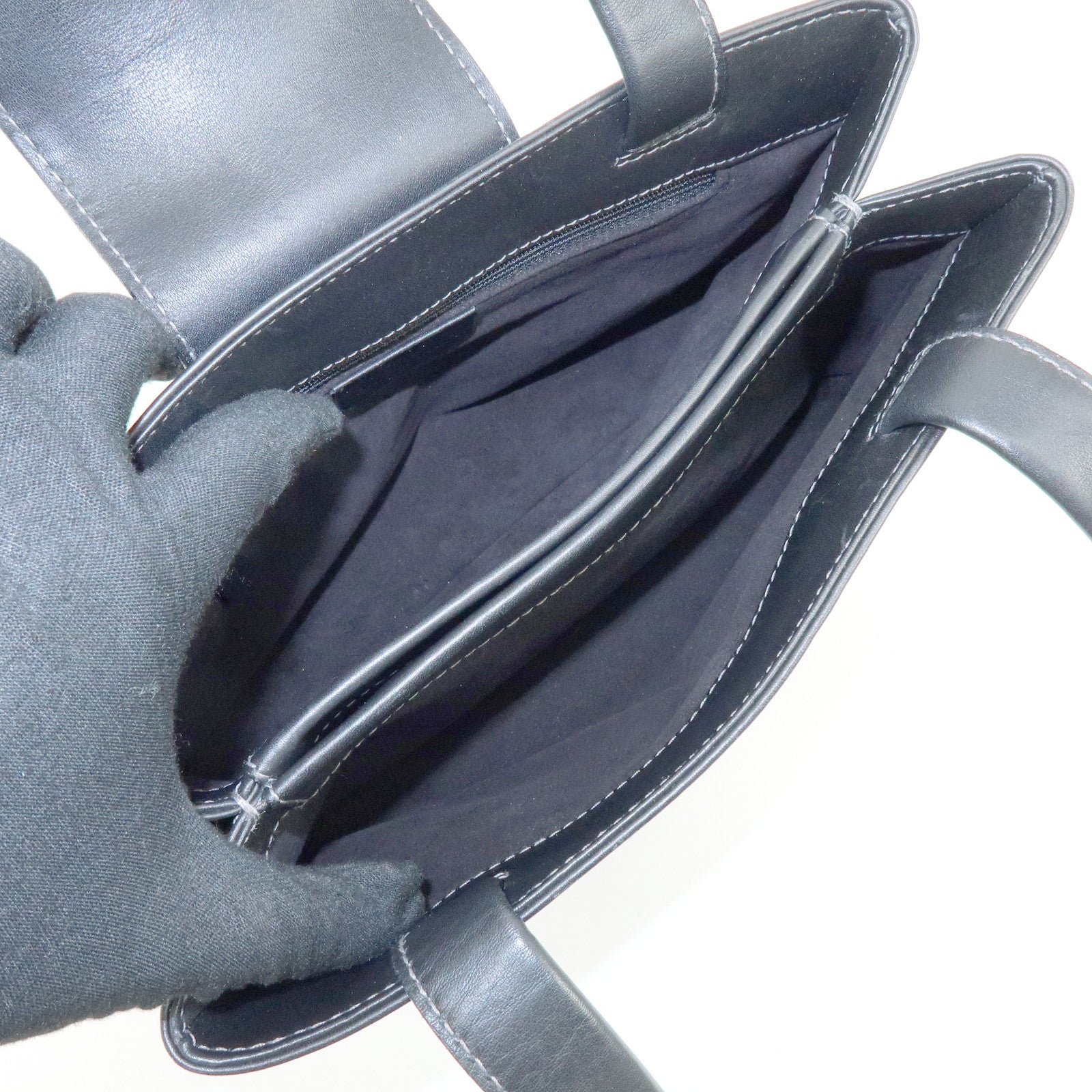 BVLGARI Logo Leather Shoulder Bag Hand Bag Black