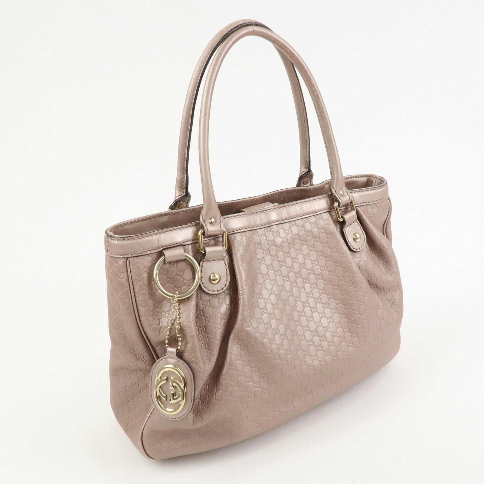 GUCCI Micro Guccissima Leather Shoulder Bag Metallic Pink 296835