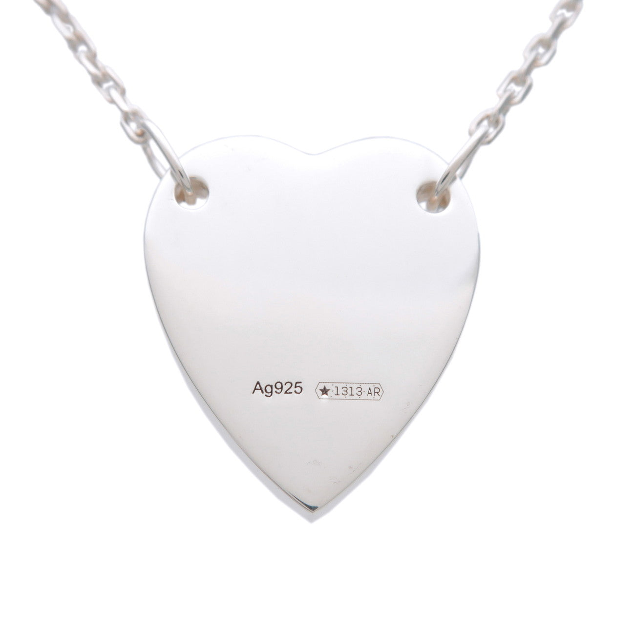 GUCCI Heart Plate Necklace SV925 Silver 223512