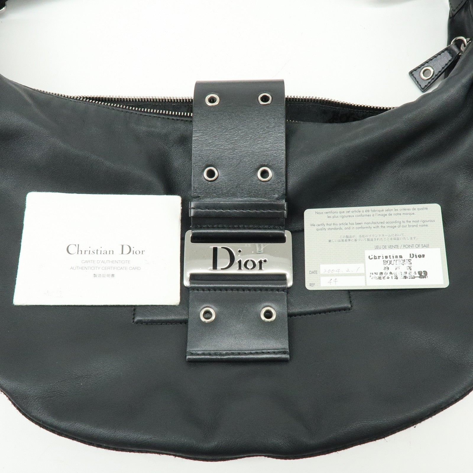 Christian Dior Street Chic Leather Shoulder Bag Crossbody Bag Black