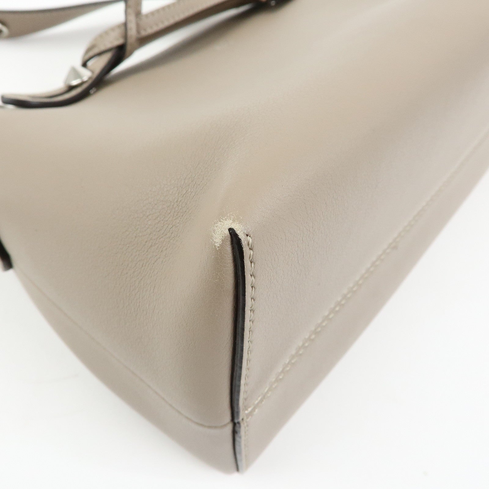 FENDI Bay The Way Leather 2Way Bag Shoulder Bag Greige 8BL124