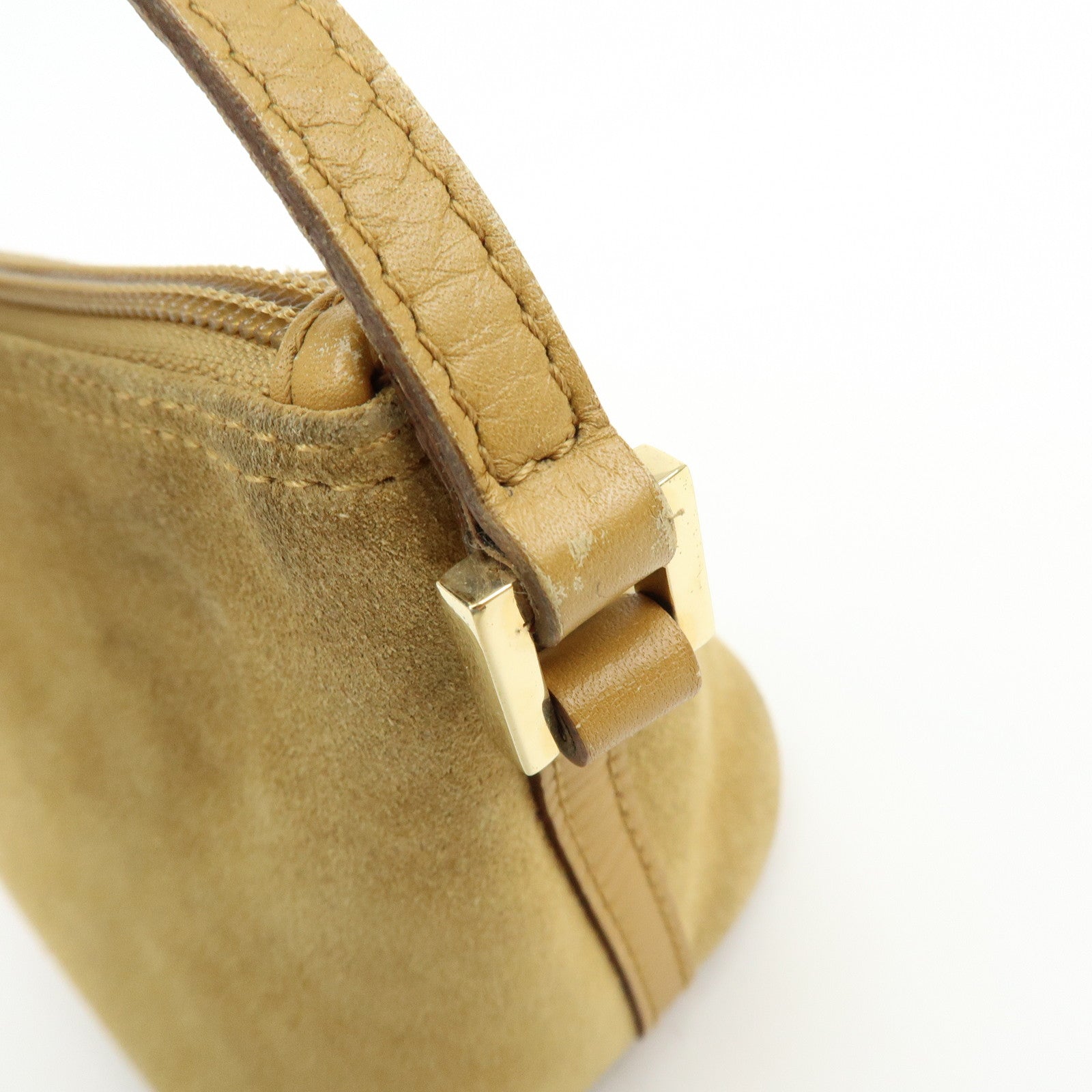 GUCCI Boat Bag Suede Leather Pouch Hand Bag Brown 039.1103
