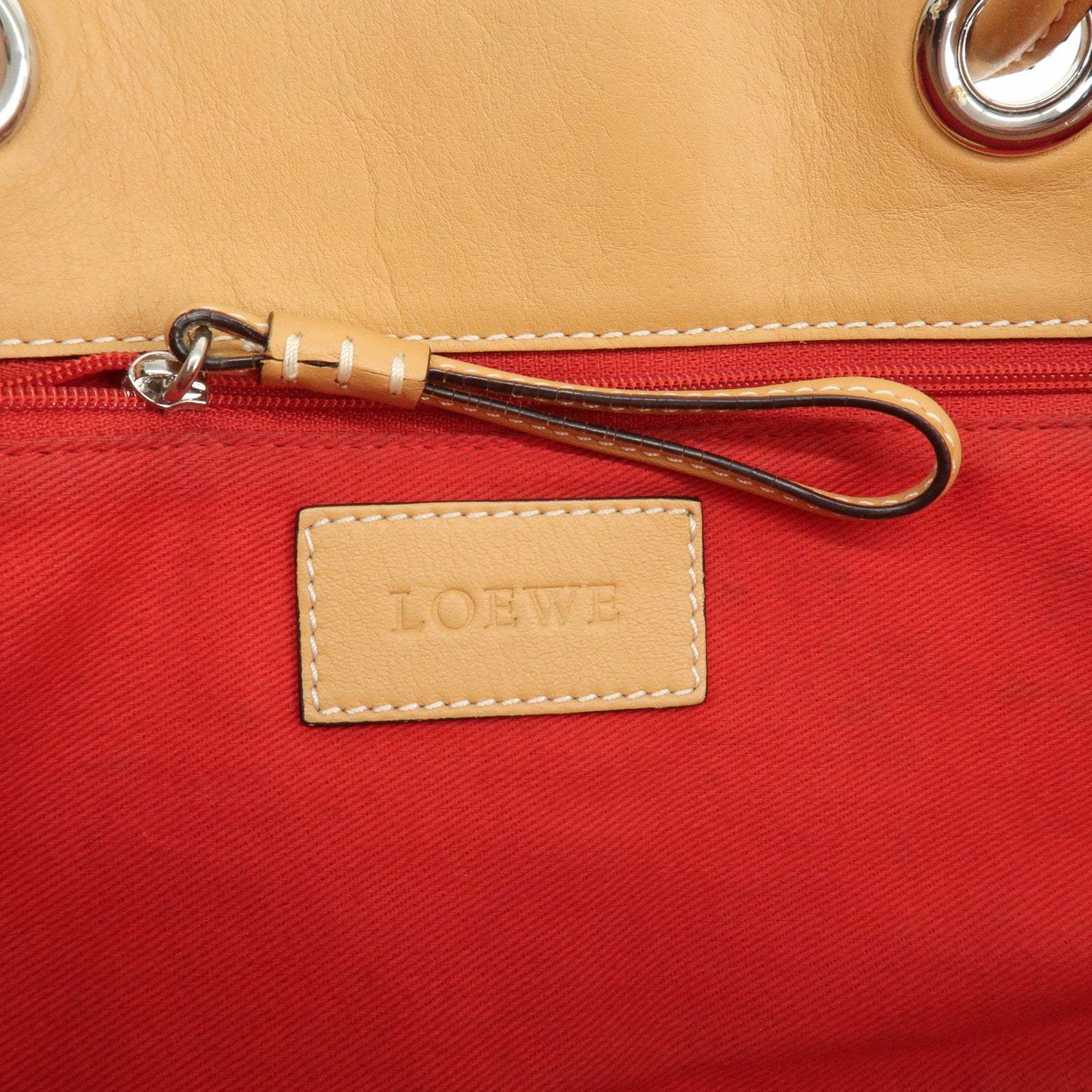 LOEWE Anagram Leather Shopper Tote Bag Hand Bag Light Brown