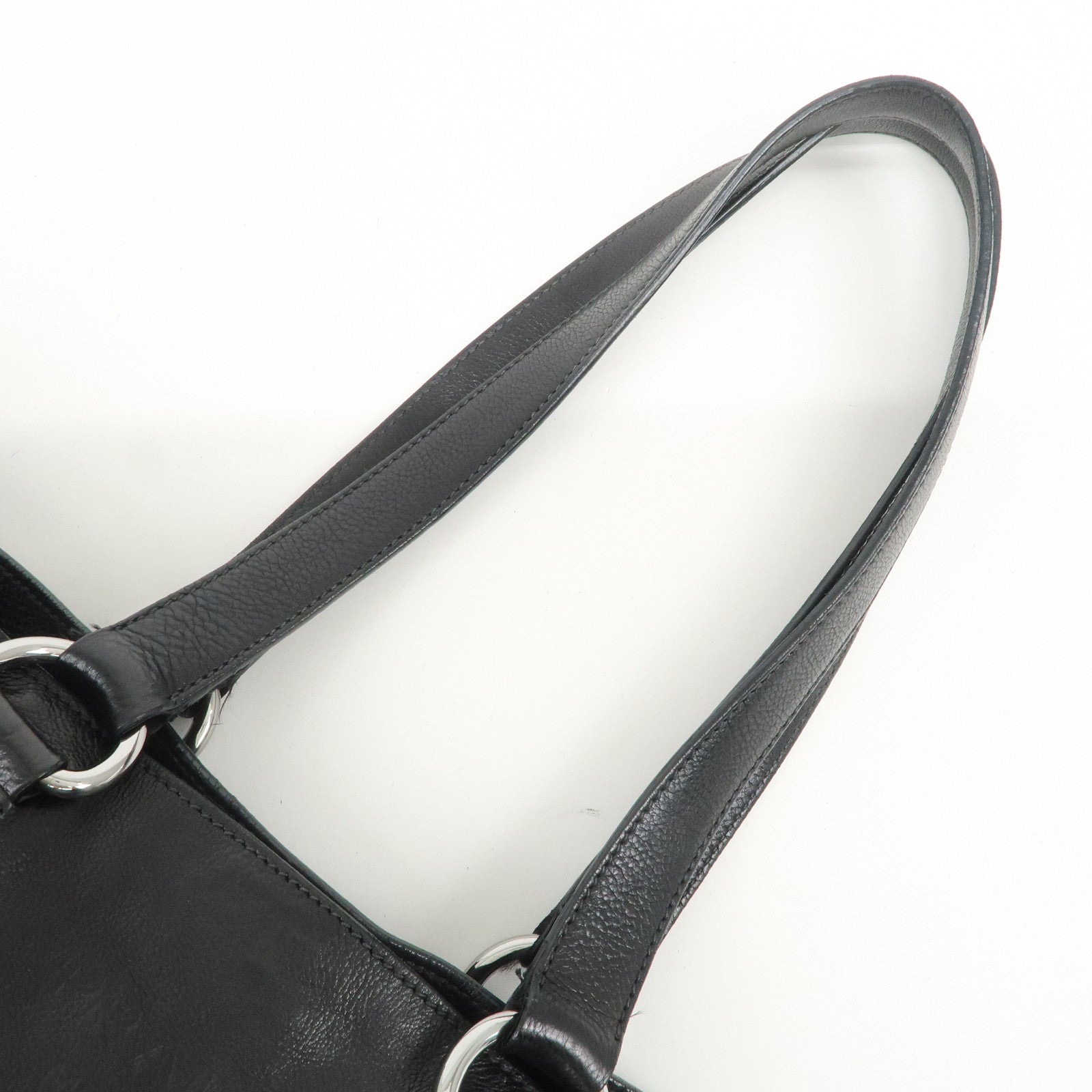 PRADA Leather 2Way Bag Tote Bag Shoulder Bag Black VA0801