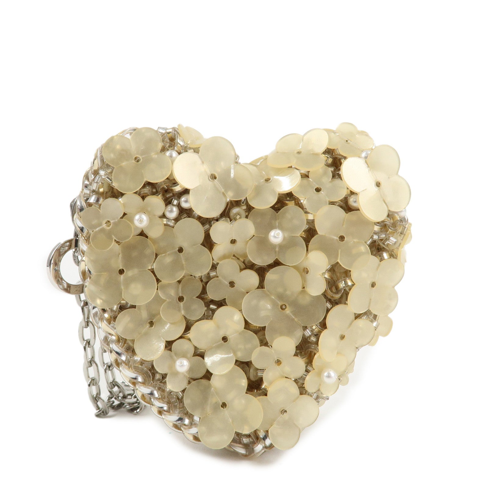 ANTEPRIMA Heart Flower Plastic Bijou Pouch Accessory Case Beige Used
