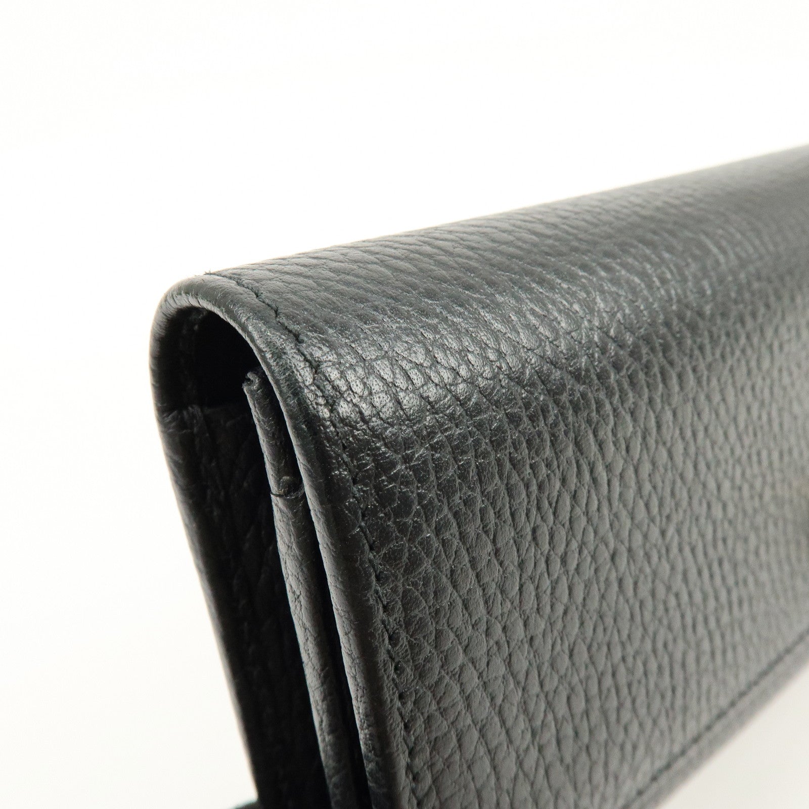 GUCCI GG Marmont Leather Long Flap Wallet Black 456116