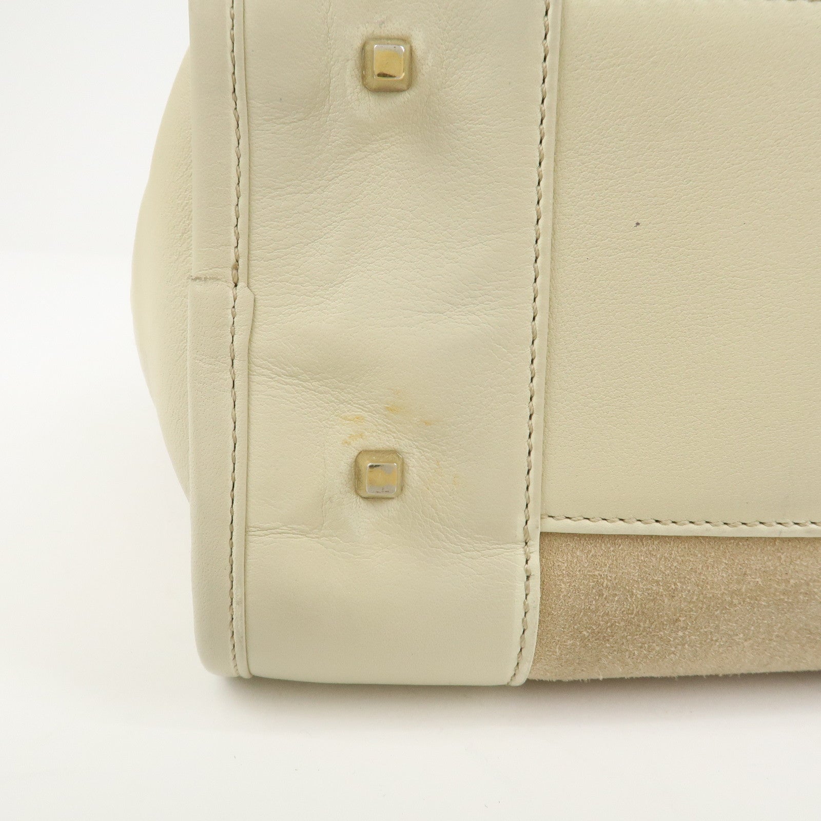 LOEWE Anagram Amazona 28 Suede Leather Hand Bag Beige Ivory