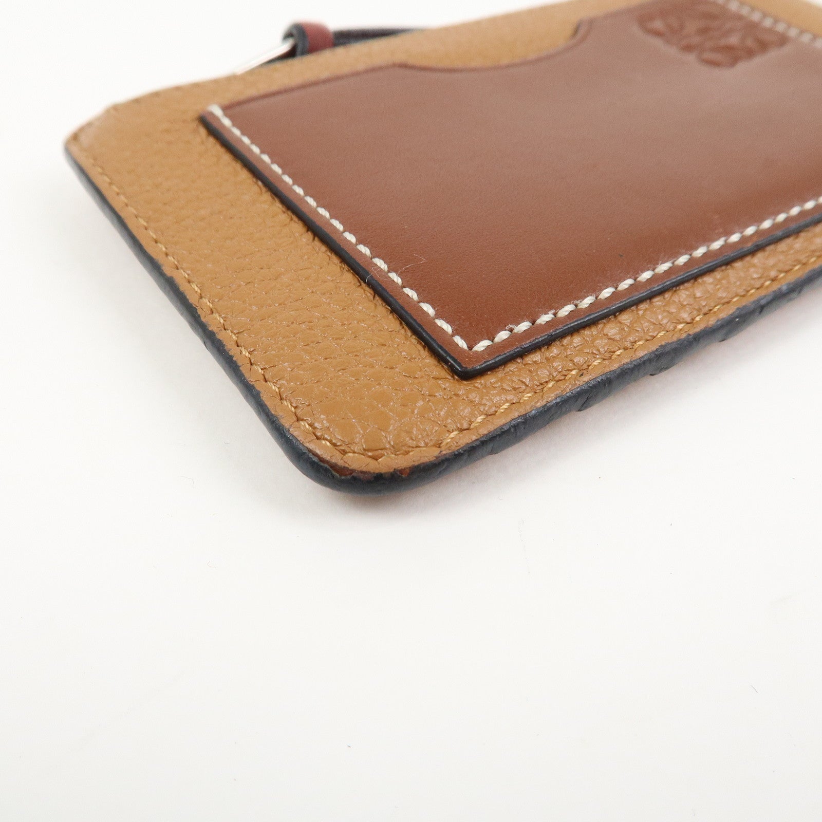 LOEWE Anagram Leather Fragment Card Case Brown