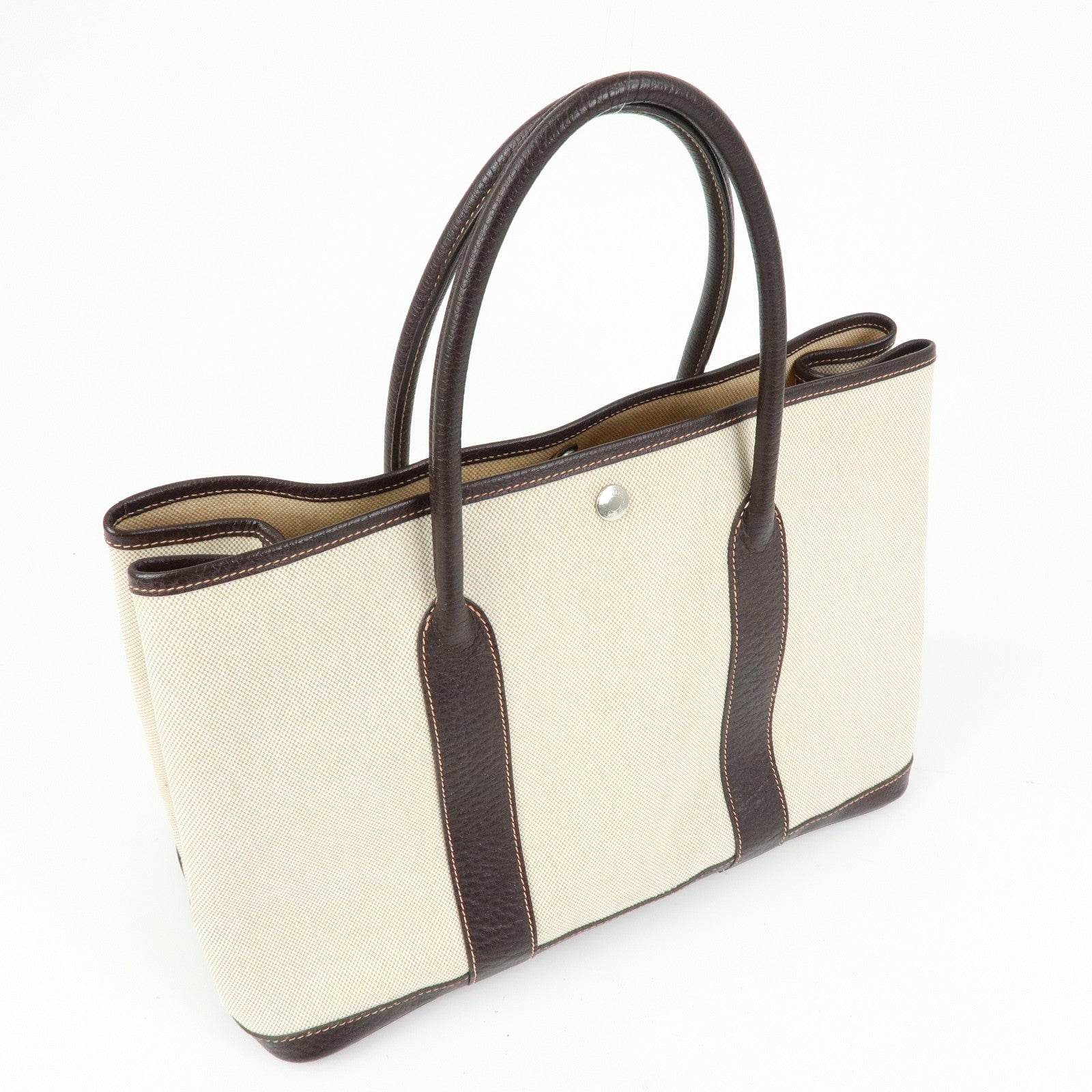 HERMES Toile Ash Canvas Negonda Garden Party PM Tote Bag □H Stamped