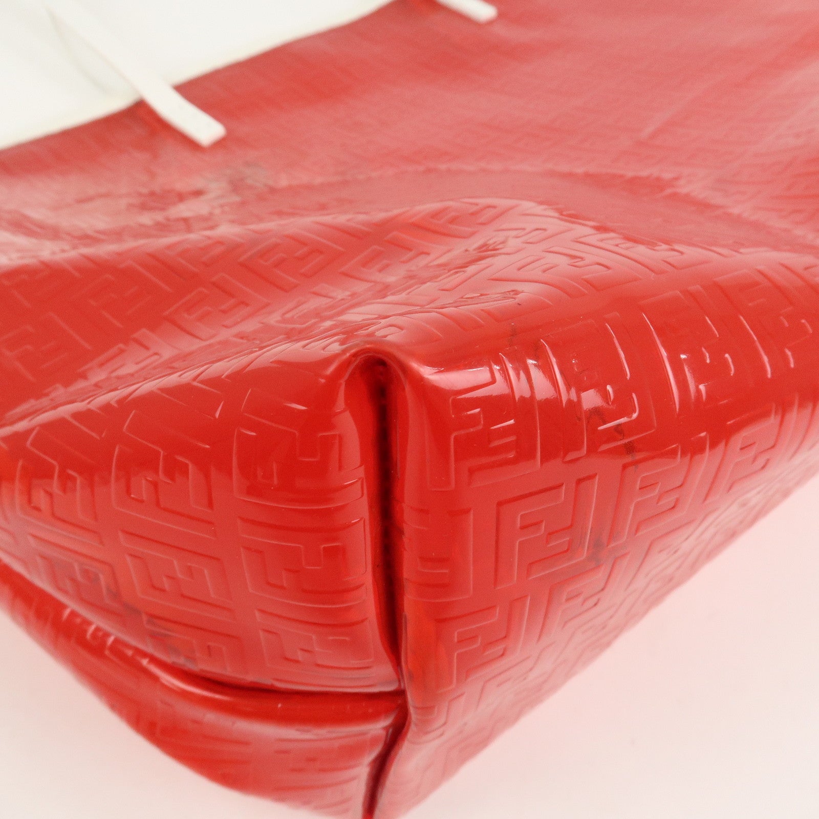 FENDI Zucchino Plastic Leather Tote Bag Shoulder Bag Orange 8BH005