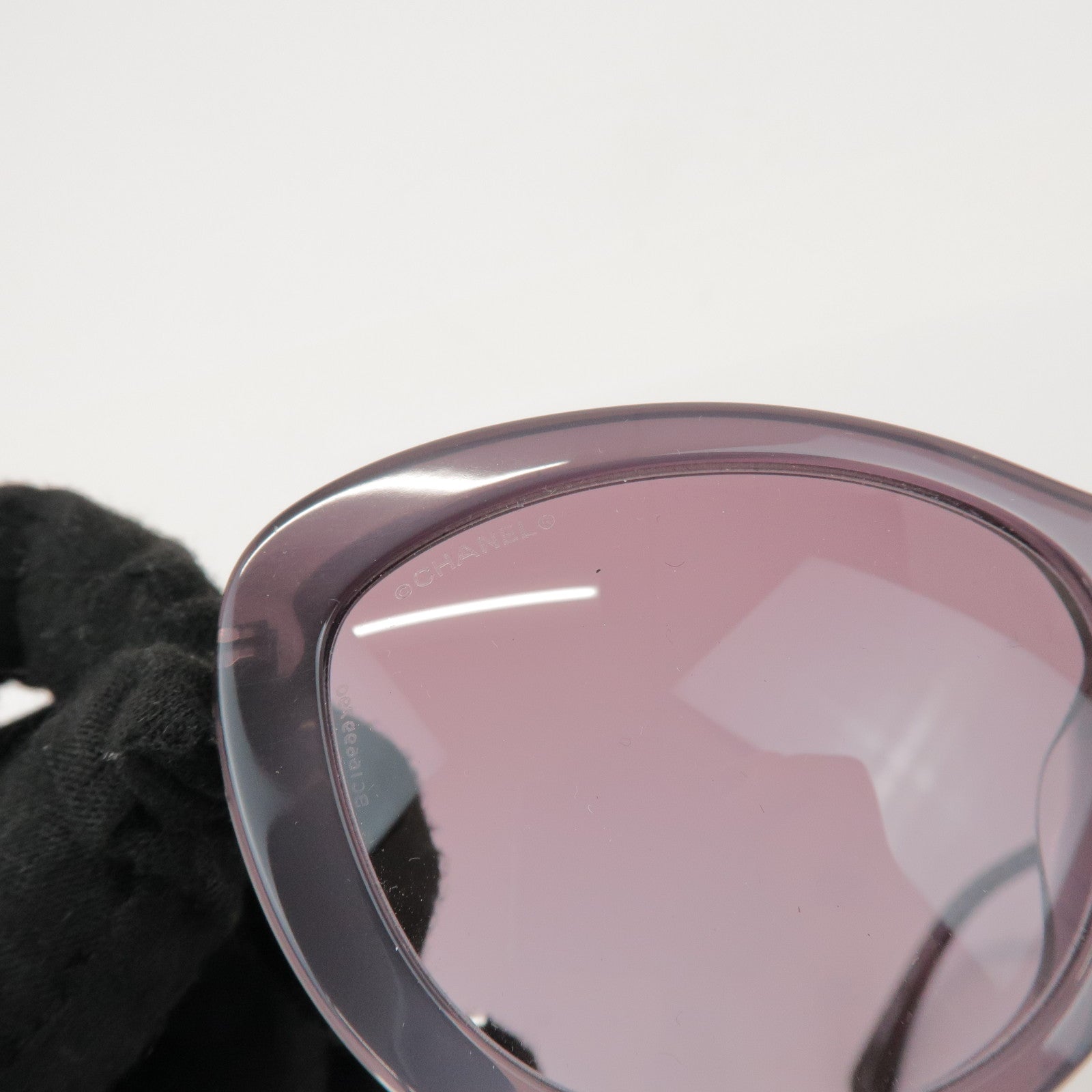 CHANEL Plastic Faux Pearl Cat-Eye Sunglasses 55□19 Purple 5340-H-A