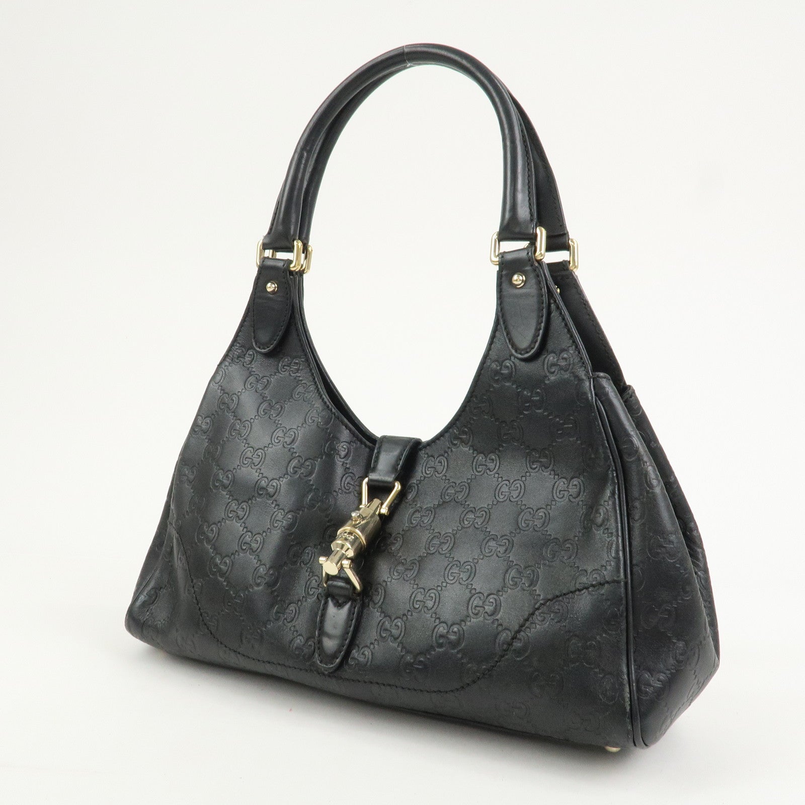 GUCCI New Jackie Guccissima Shoulder Bag Hand Bag Black 145819