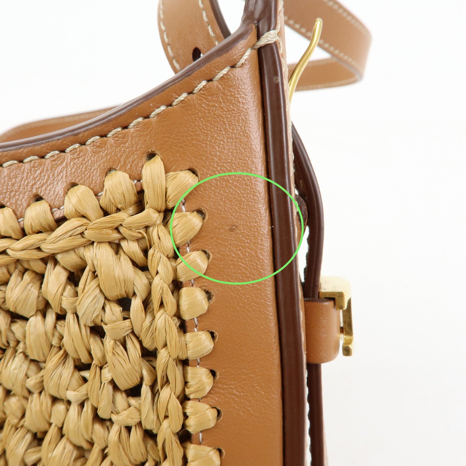 TOD'S Oboe Raffia Leather Shoulder Bag Crossbody Bag Beige Brown