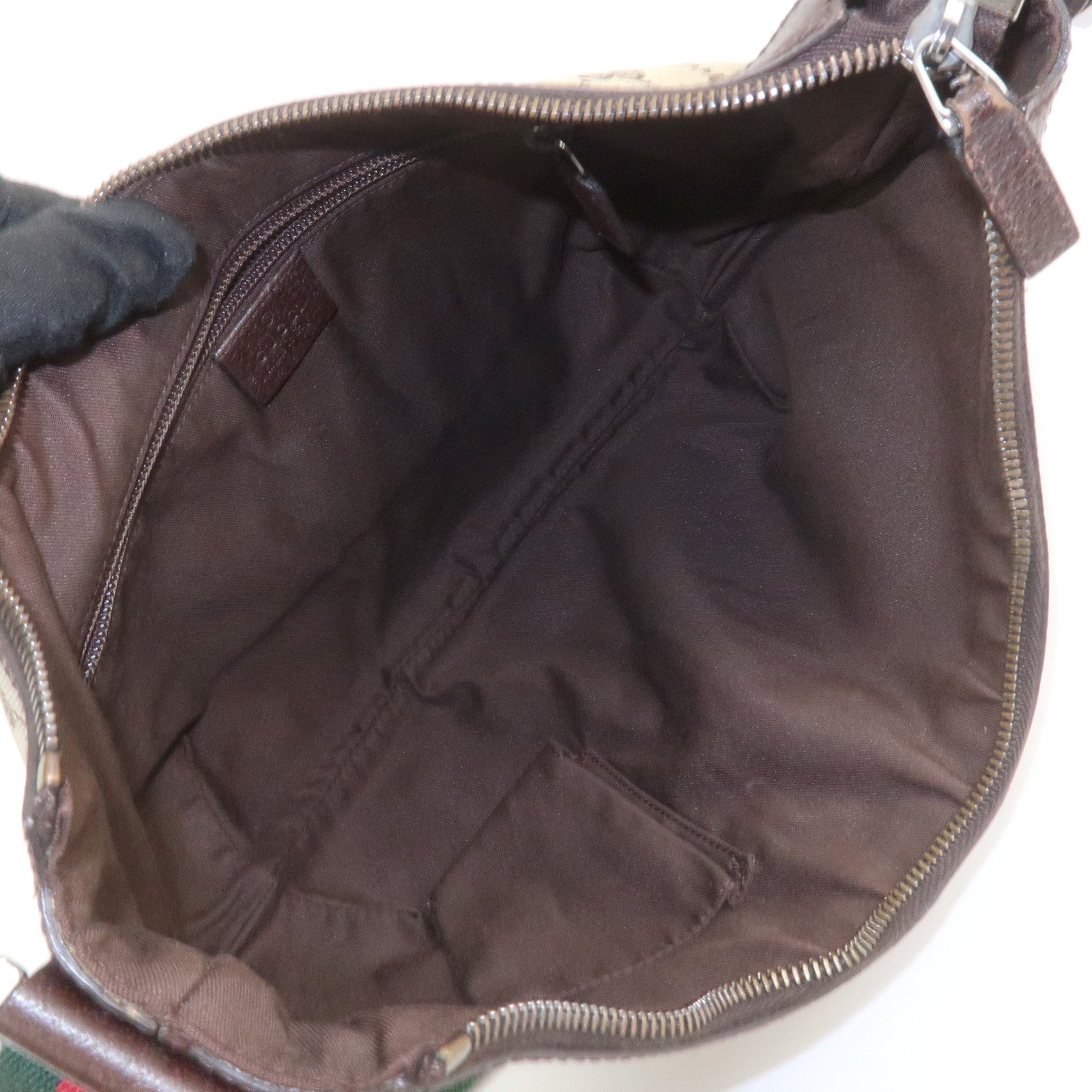 GUCCI Sherry GG Canvas Leather Shoulder Bag Beige Brown 181092