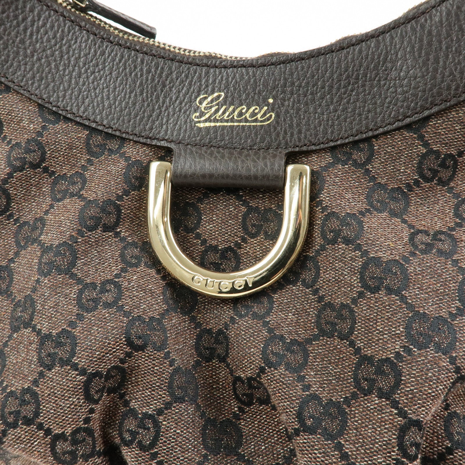 GUCCI Abbey GG Canvas Leather Shoulder Bag Hand Bag Brown 265692
