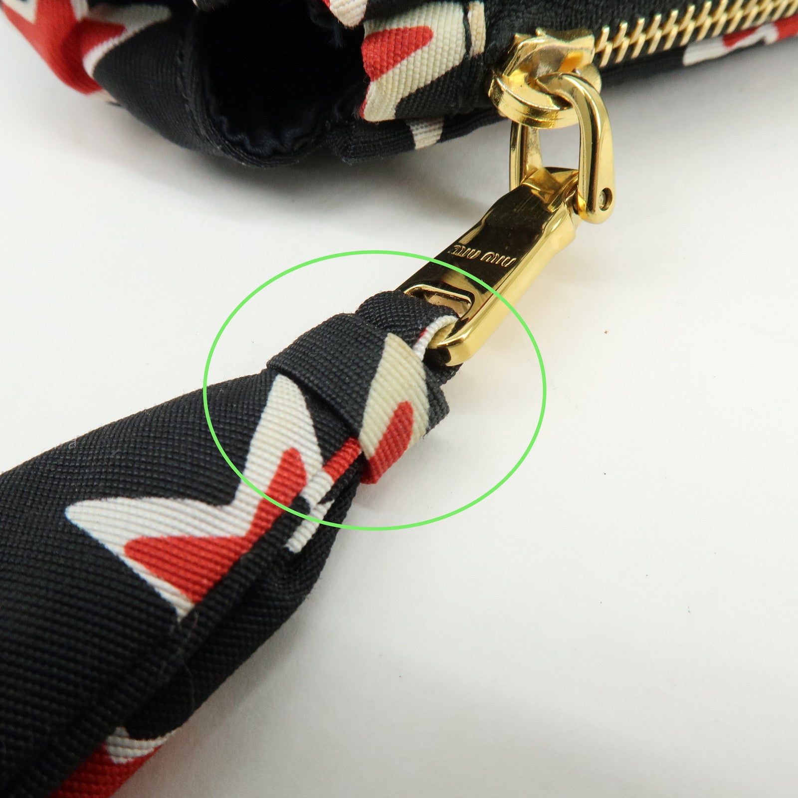 MIU MIU Nylon Clutch Bag Pouch Black Red Star Motif 5NE455