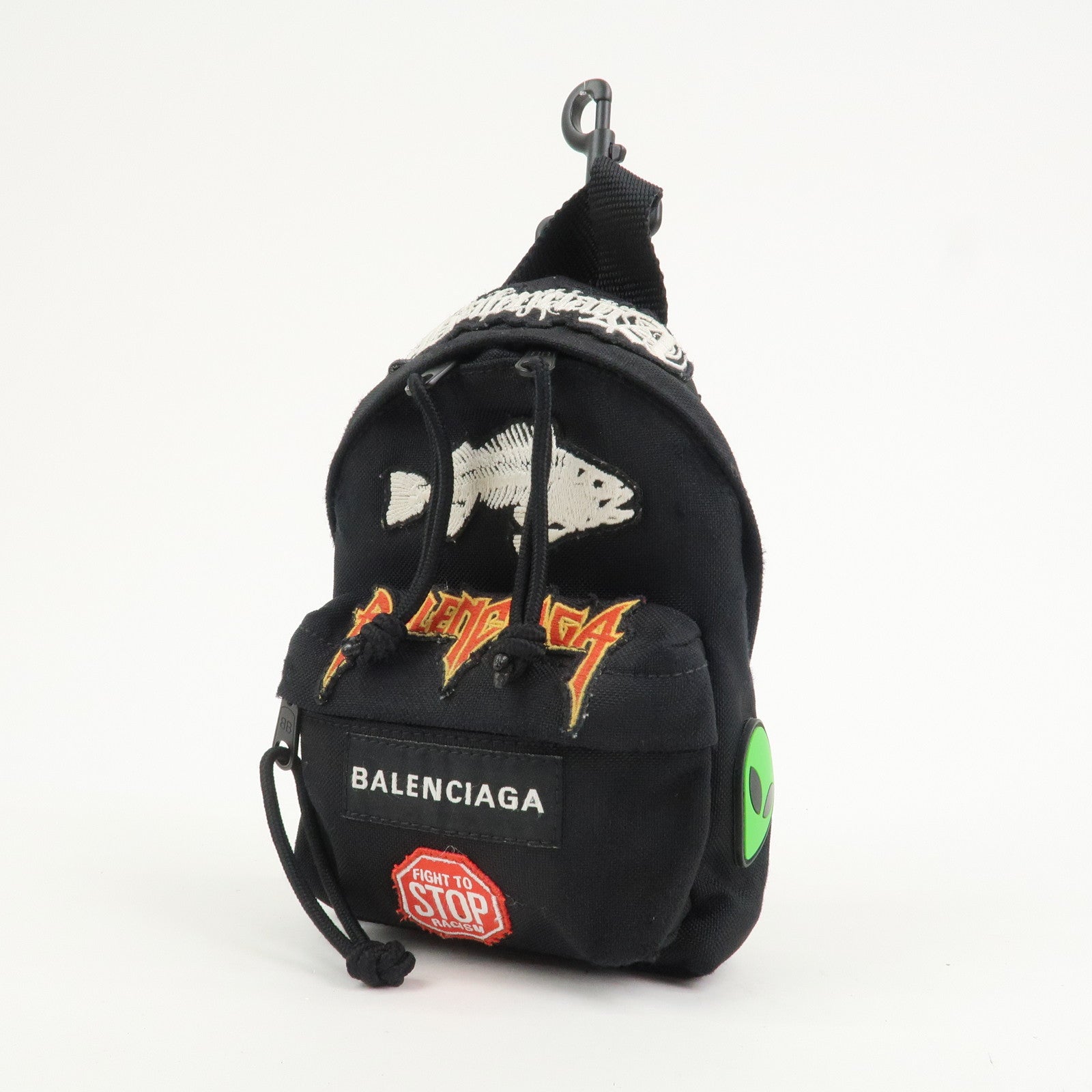 BALENCIAGA Logo Nylon Explorer Mini Shoulder Bag Black 656060
