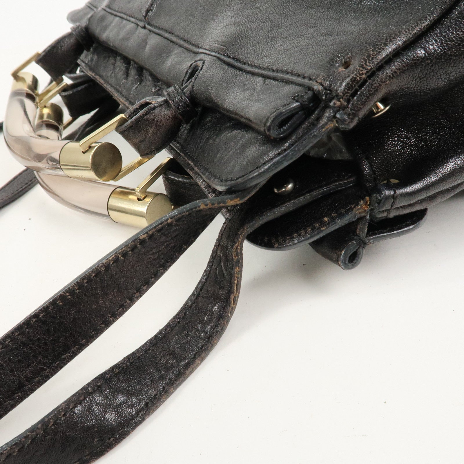 Chloe Leather Saskia 2Way Bag Hand Bag Shoulder Bag Black