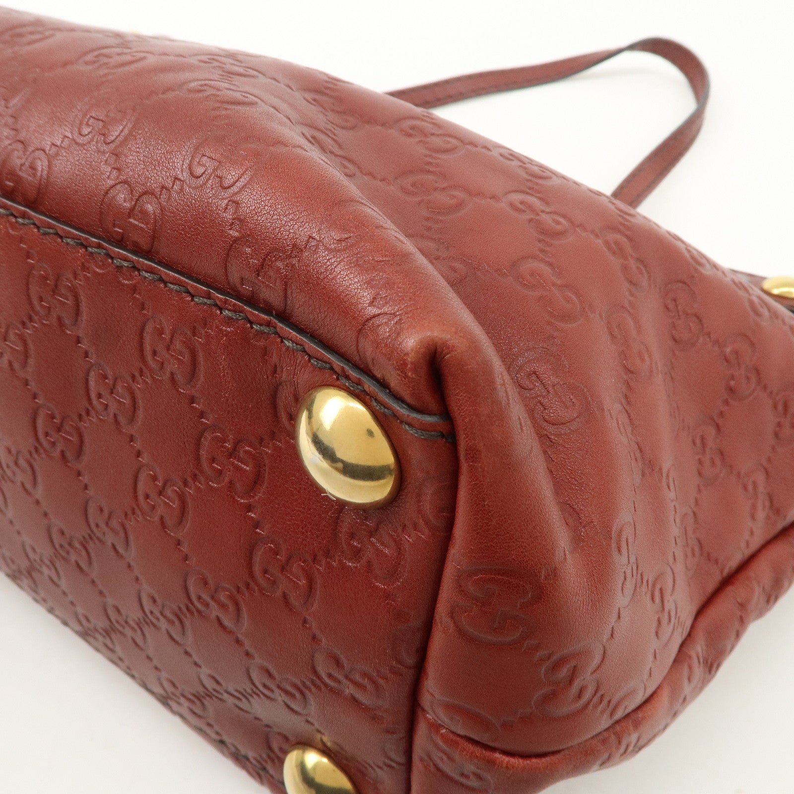 GUCCI Historia Guccissima Leather Tote Hand Bag Red Brown 207291 Used