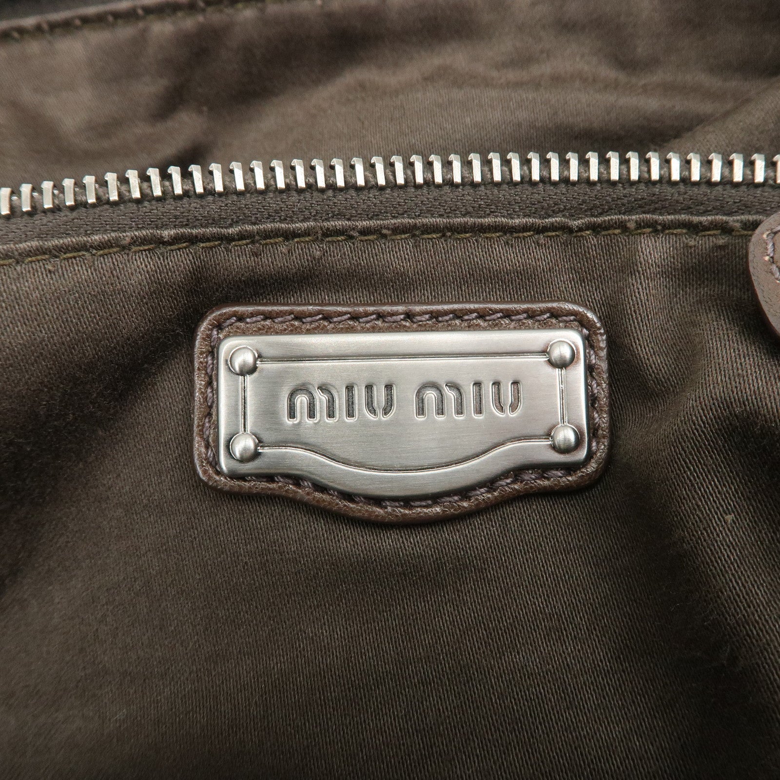 MIU MIU Logo Leather Shoulder Bag Crossbody Bag Brown