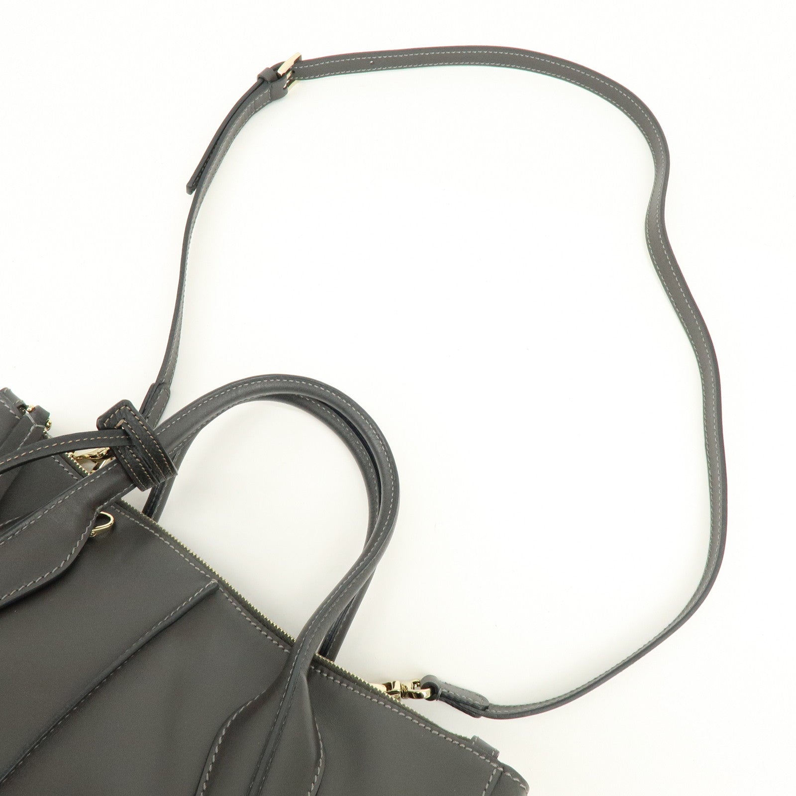 TOD’S D Cube Leather 2Way Bag Hand Bag Shoulder Bag Dark Gray