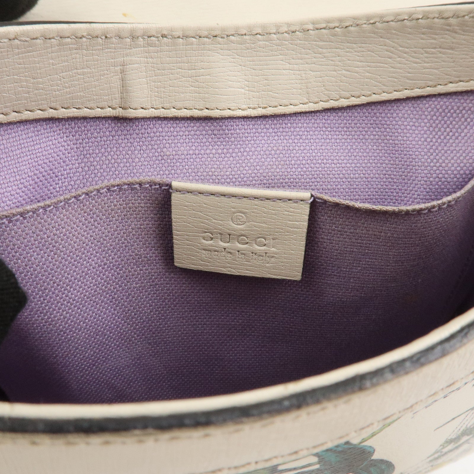 GUCCI Flora Leather Shoulder Bag Crossbody Bag Ivory 336749